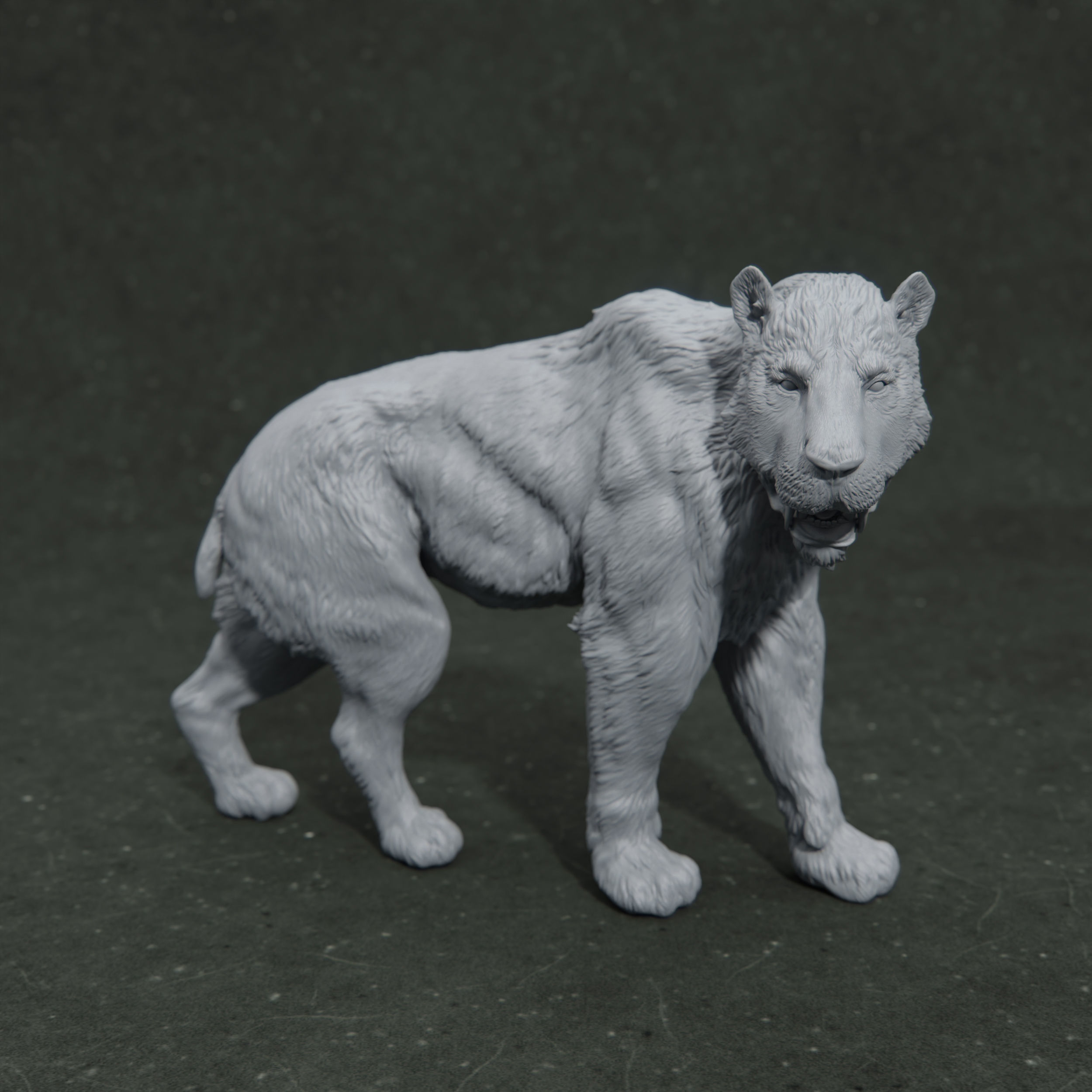 Smilodon Populator looking 1-35 scale pre-supported 3D print model_2