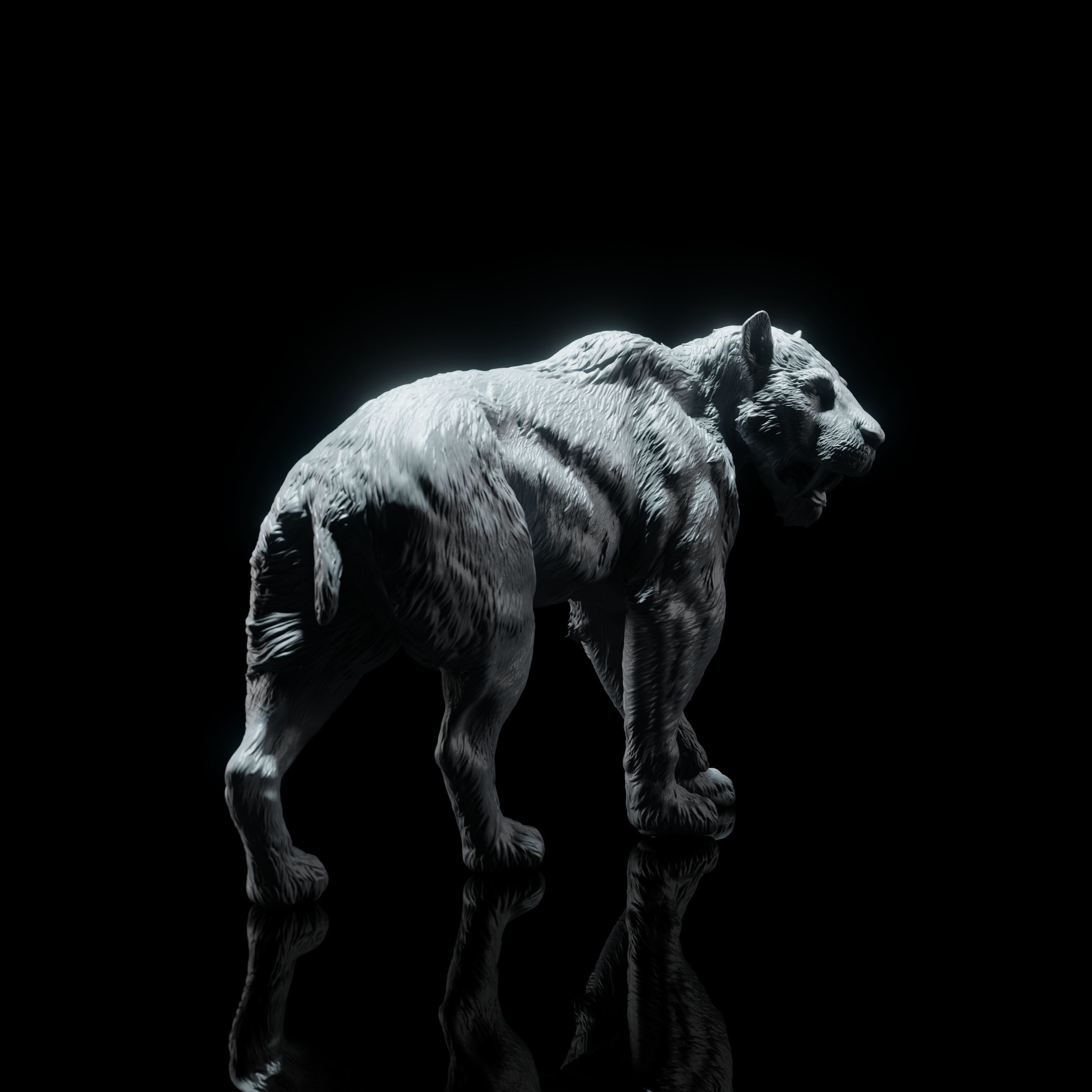 Smilodon Populator looking 1-35 scale pre-supported 3D print model_1