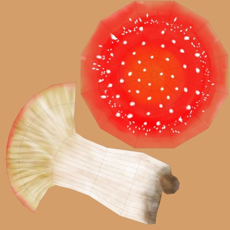 Mushroom Amanita Low-poly 3D model_9