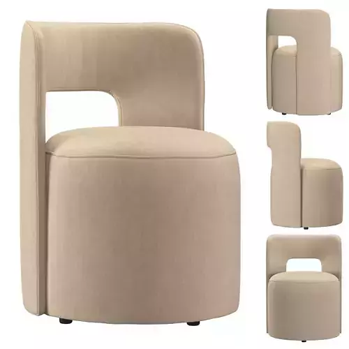 REYNAUX CURVE OPEN BACK LEATHER DINING CHAIR