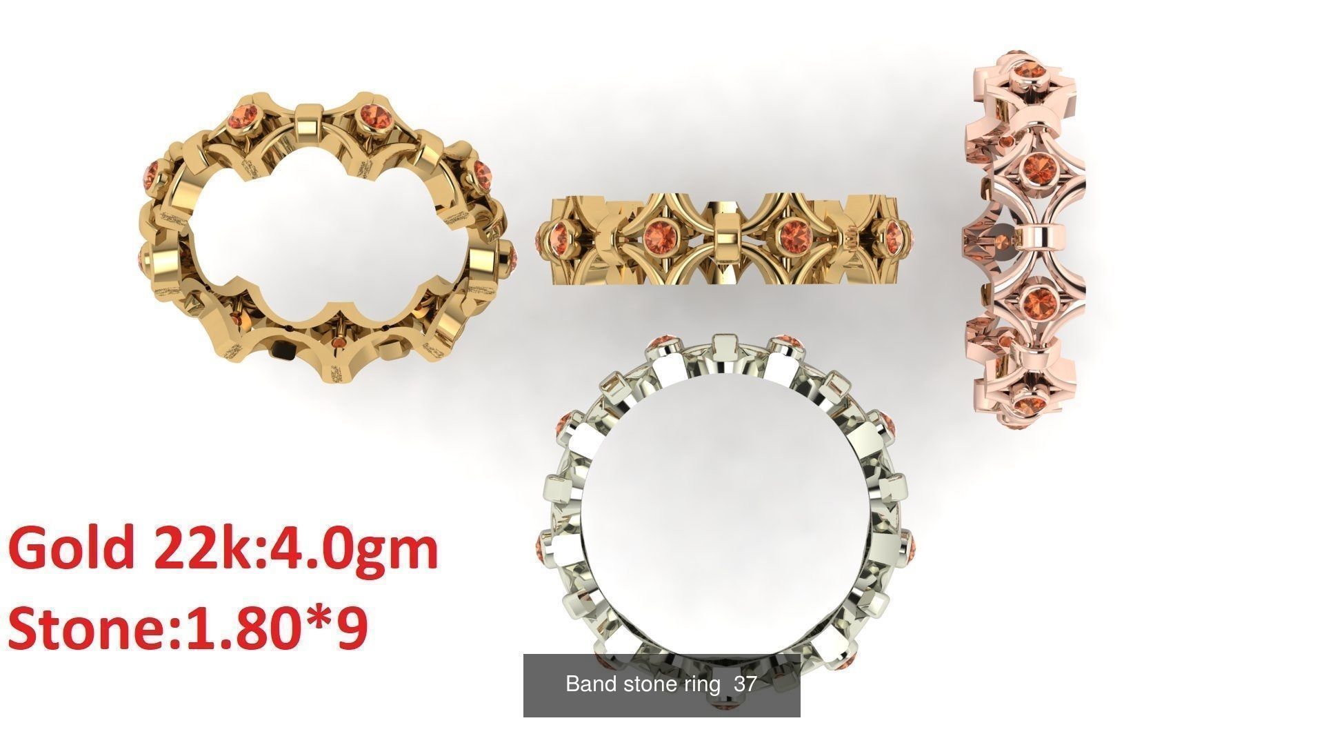 80 Band ring with stone 3dm 4 render stl detail bulk collection _41