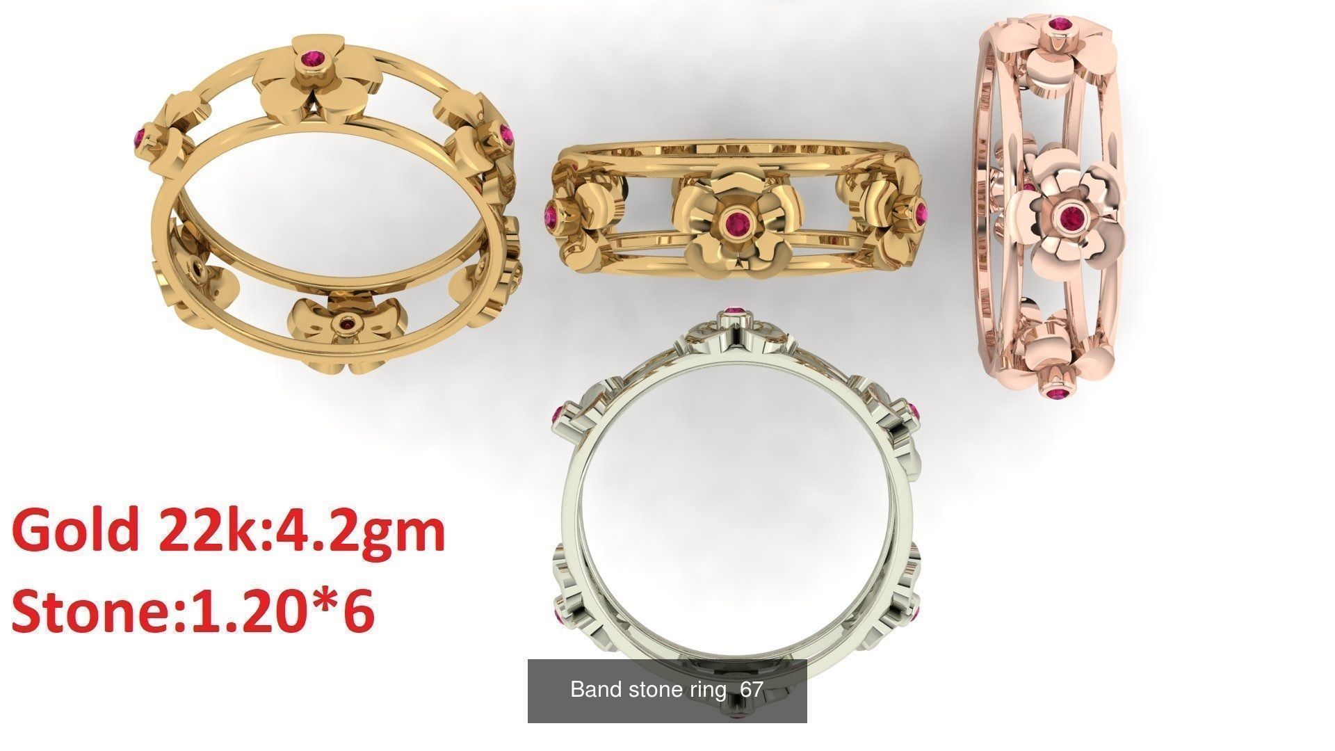 80 Band ring with stone 3dm 4 render stl detail bulk collection _71