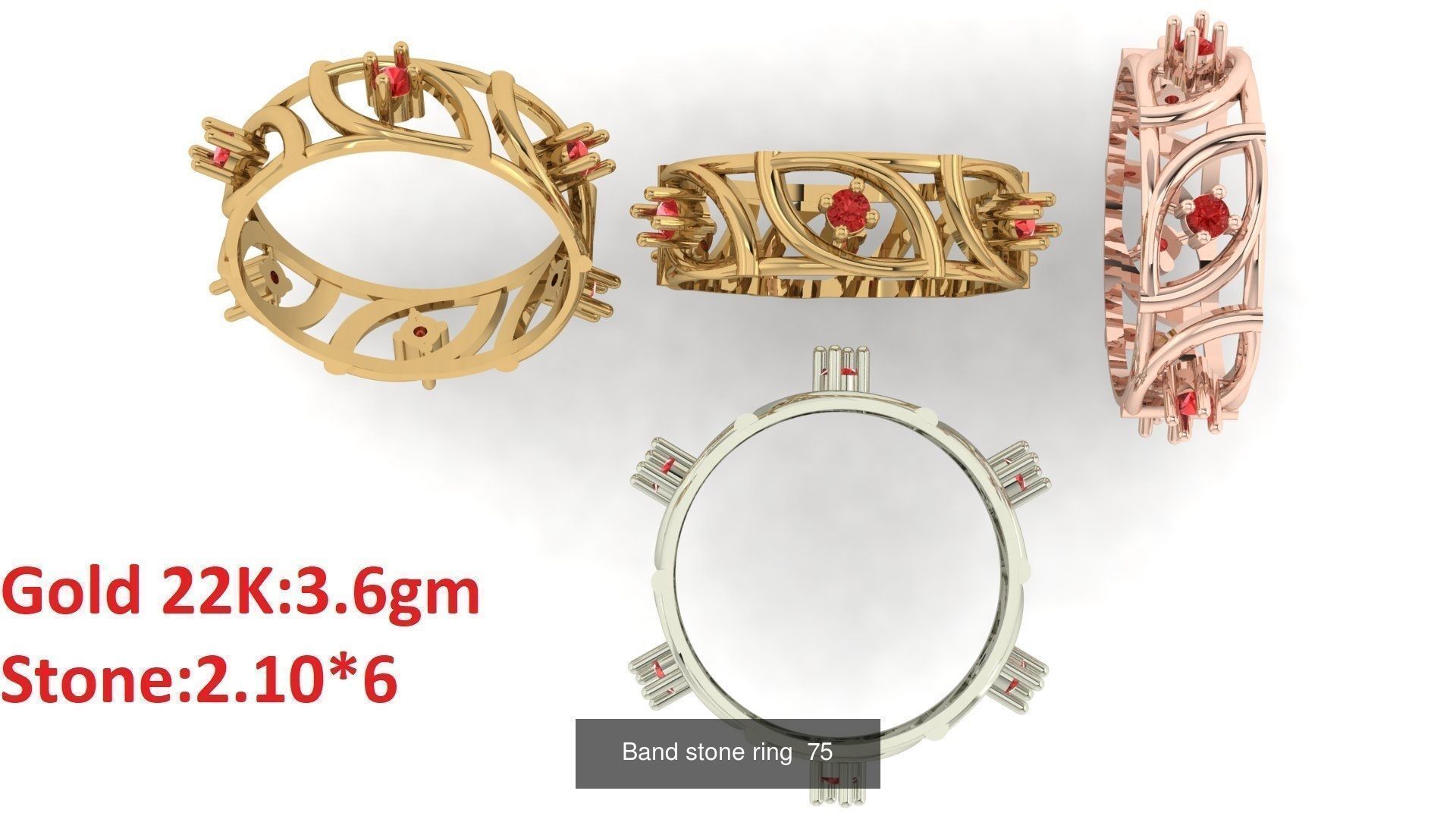 80 Band ring with stone 3dm 4 render stl detail bulk collection _79