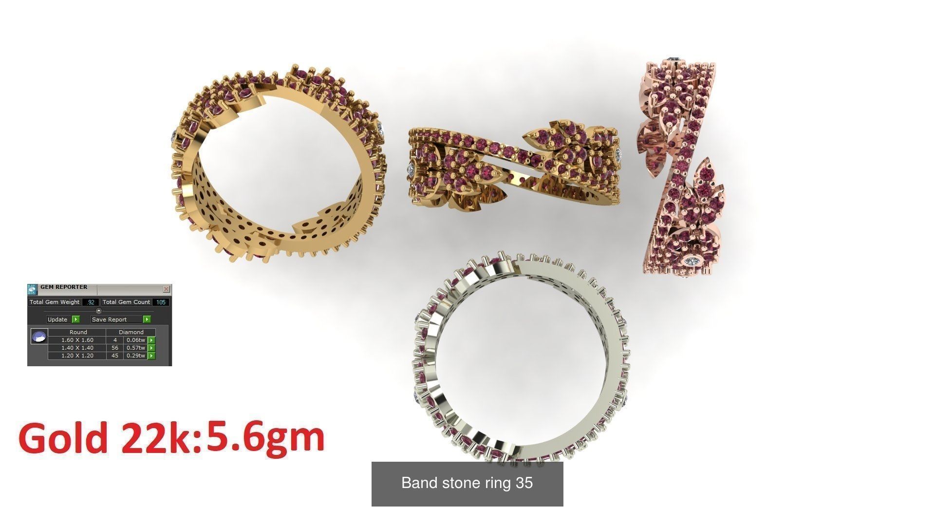 80 Band ring with stone 3dm 4 render stl detail bulk collection _39