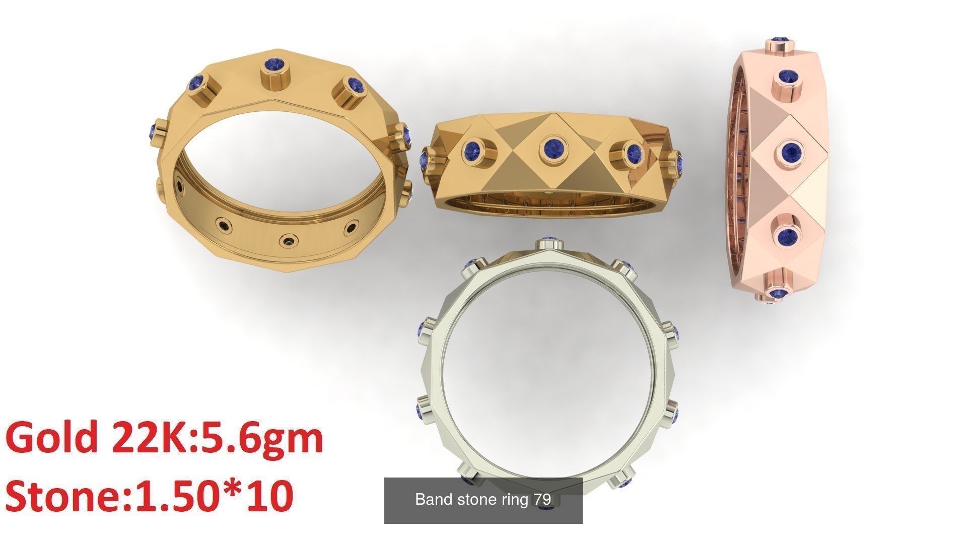 80 Band ring with stone 3dm 4 render stl detail bulk collection _83