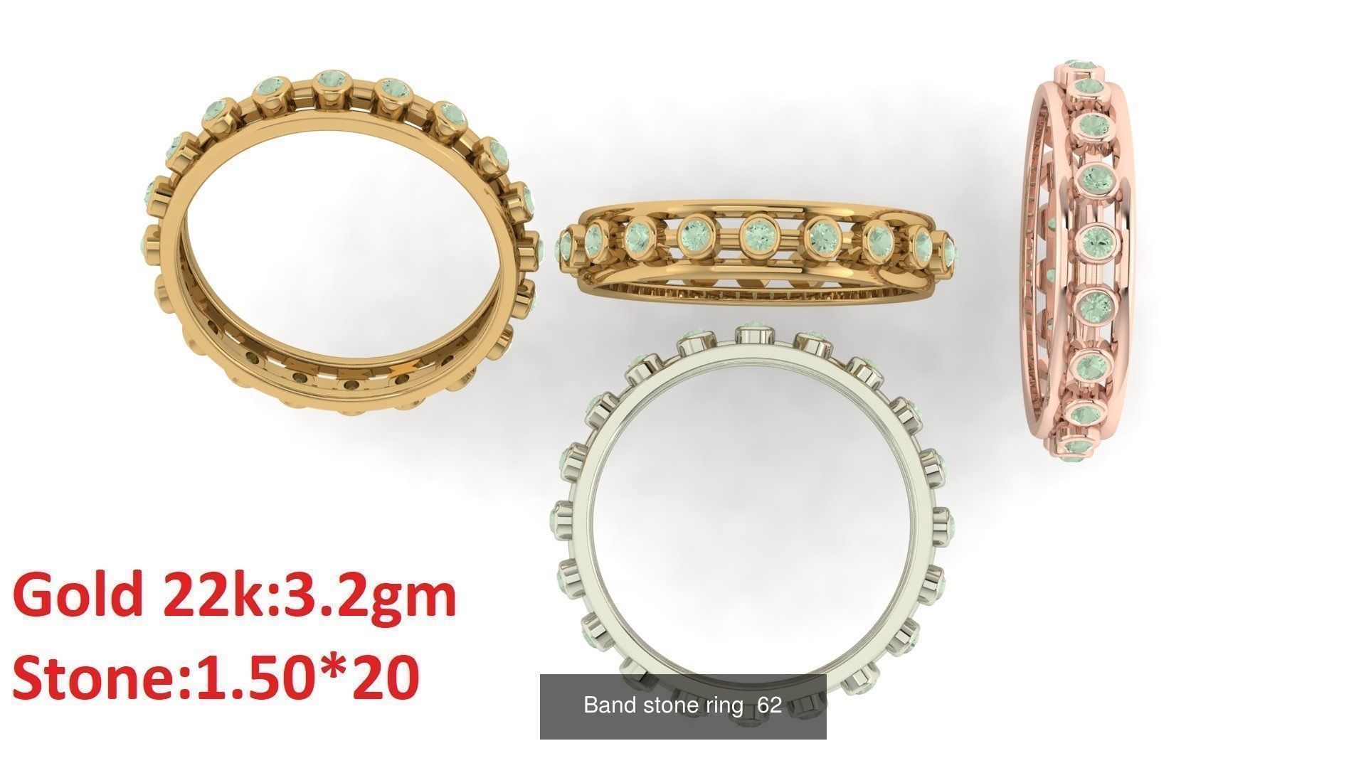 80 Band ring with stone 3dm 4 render stl detail bulk collection _66
