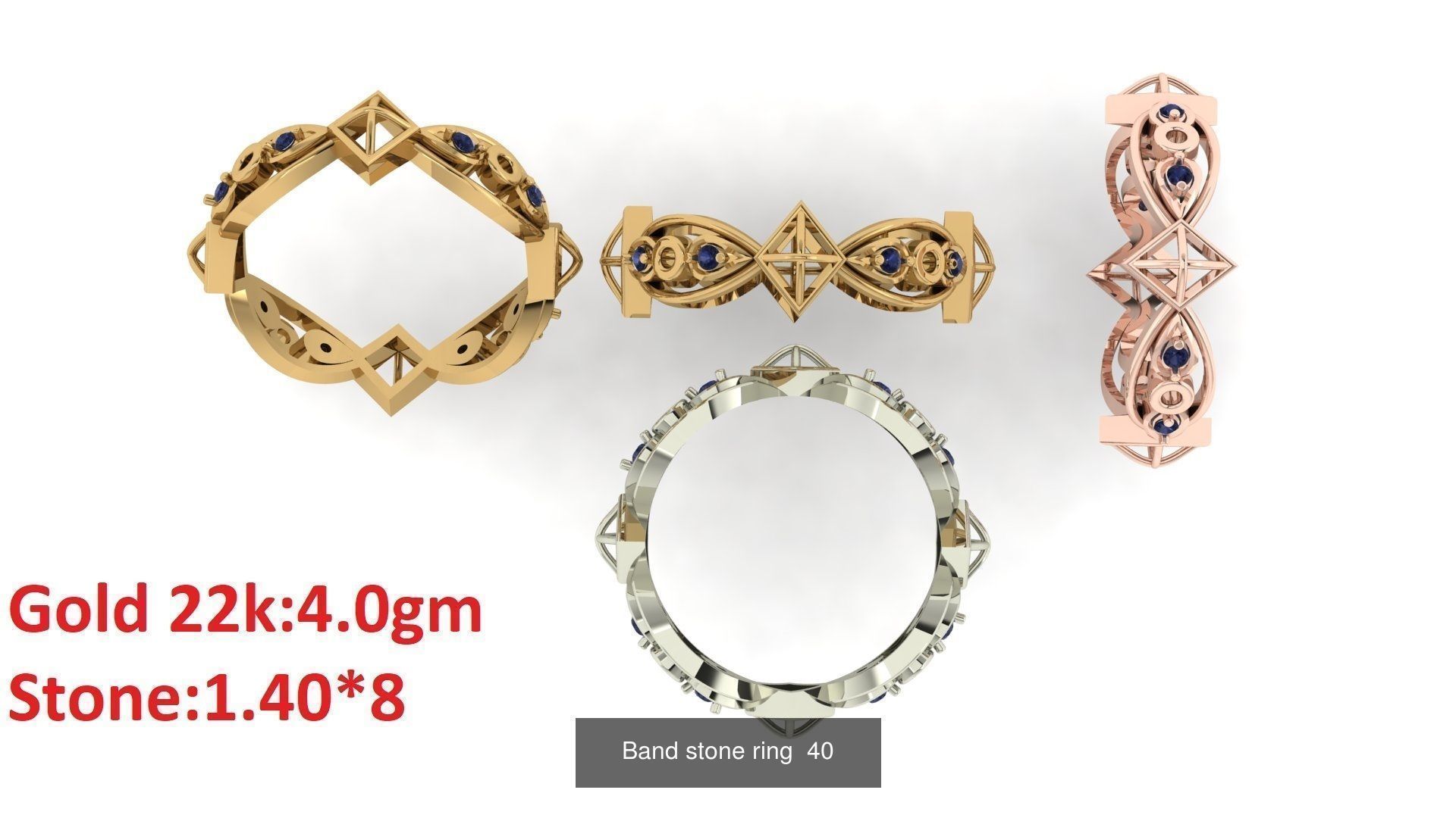 80 Band ring with stone 3dm 4 render stl detail bulk collection _44