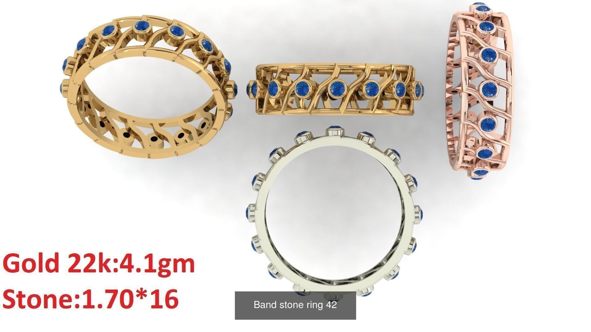 80 Band ring with stone 3dm 4 render stl detail bulk collection _46