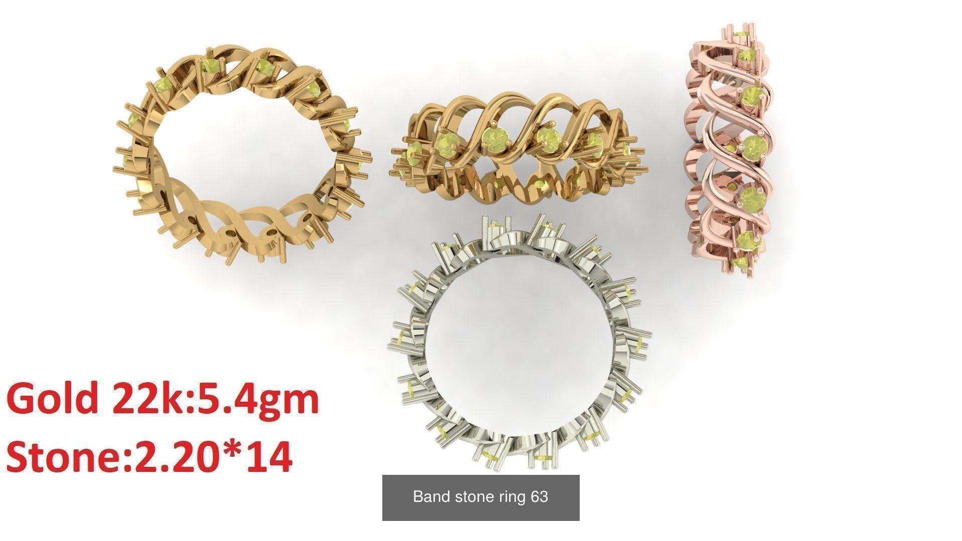 80 Band ring with stone 3dm 4 render stl detail bulk collection _67