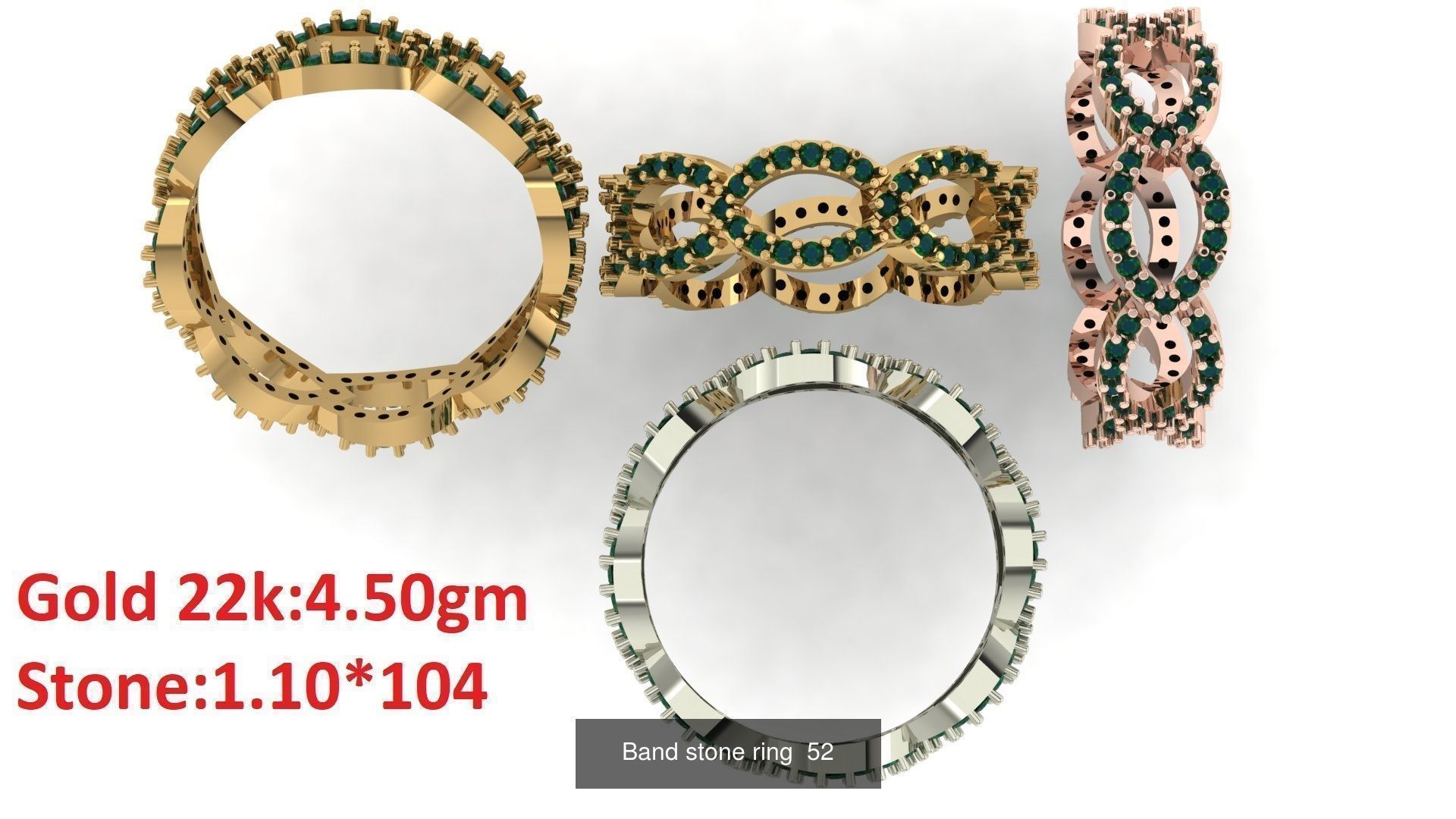 80 Band ring with stone 3dm 4 render stl detail bulk collection _56
