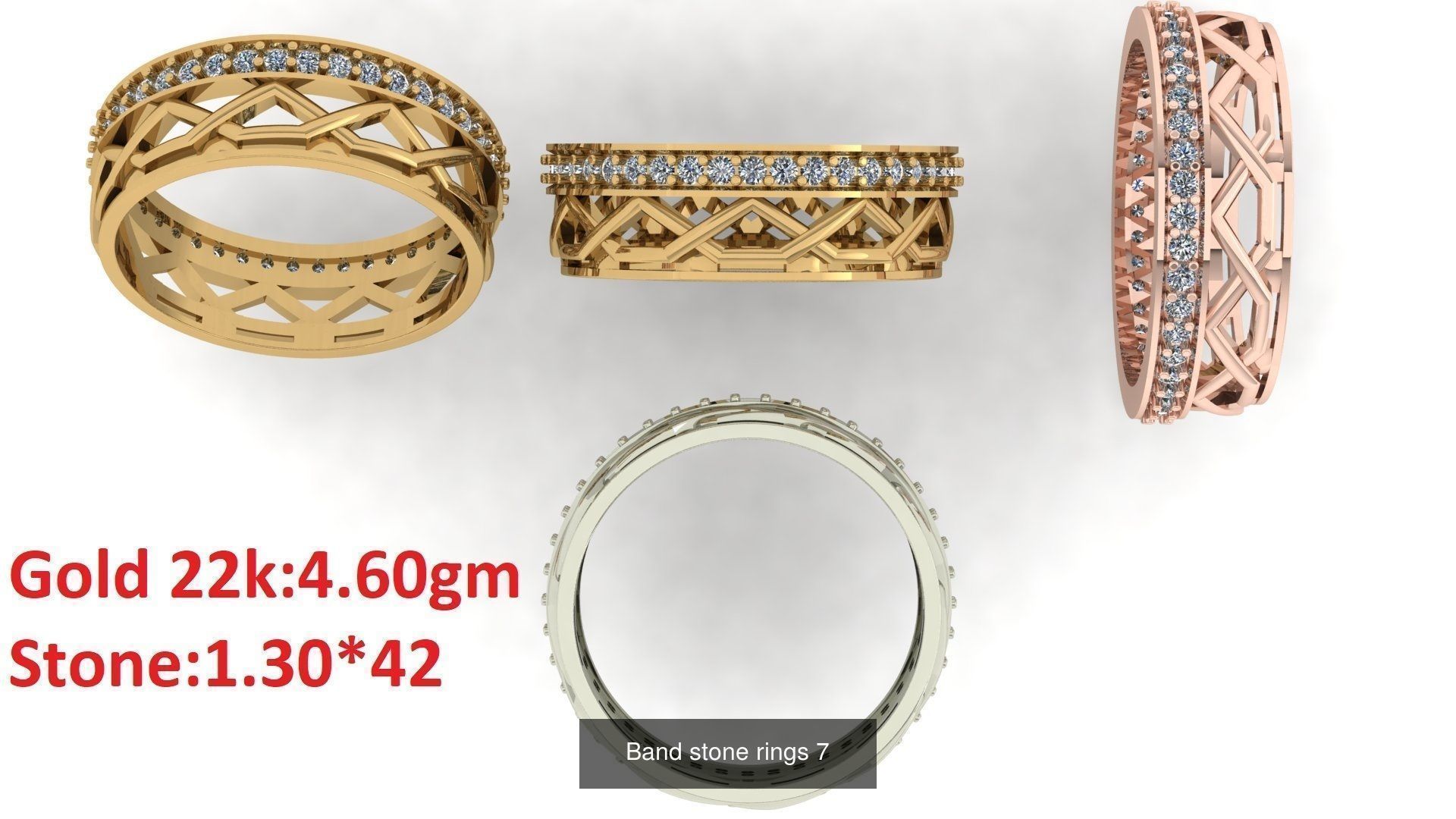 80 Band ring with stone 3dm 4 render stl detail bulk collection _11