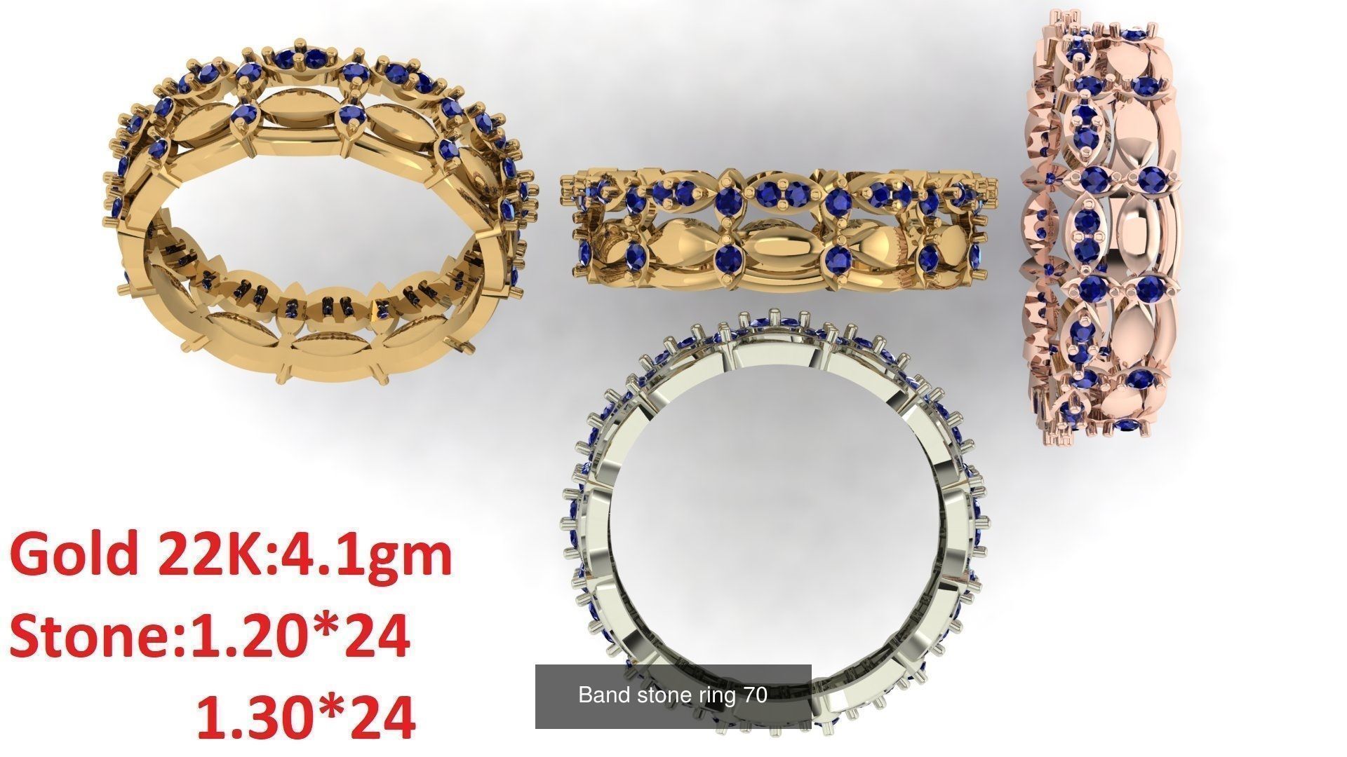 80 Band ring with stone 3dm 4 render stl detail bulk collection _74