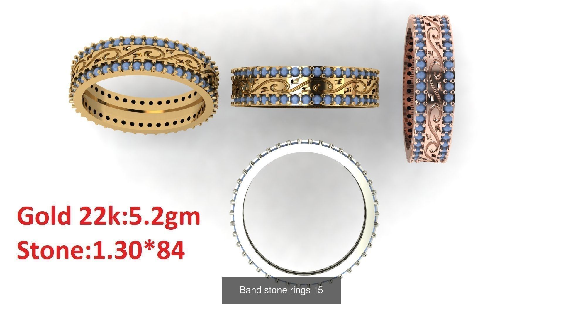 80 Band ring with stone 3dm 4 render stl detail bulk collection _19