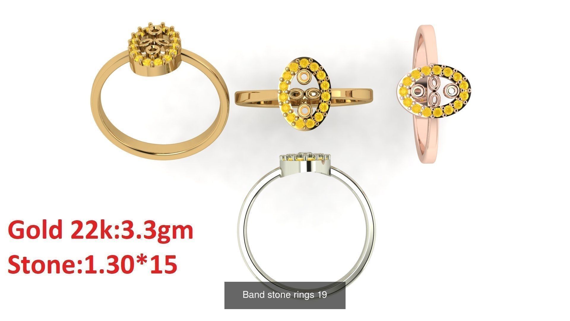 80 Band ring with stone 3dm 4 render stl detail bulk collection _23