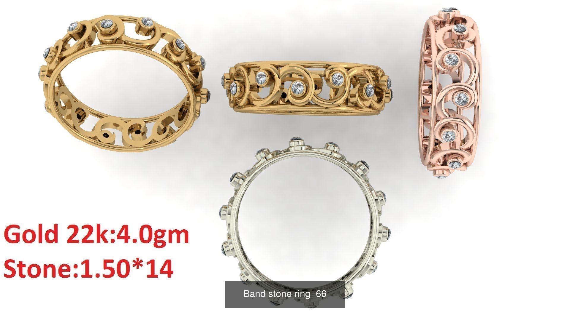 80 Band ring with stone 3dm 4 render stl detail bulk collection _70