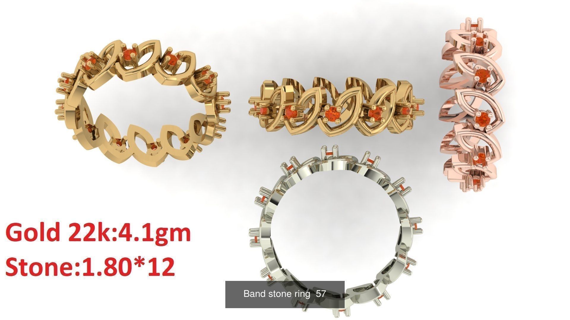80 Band ring with stone 3dm 4 render stl detail bulk collection _61