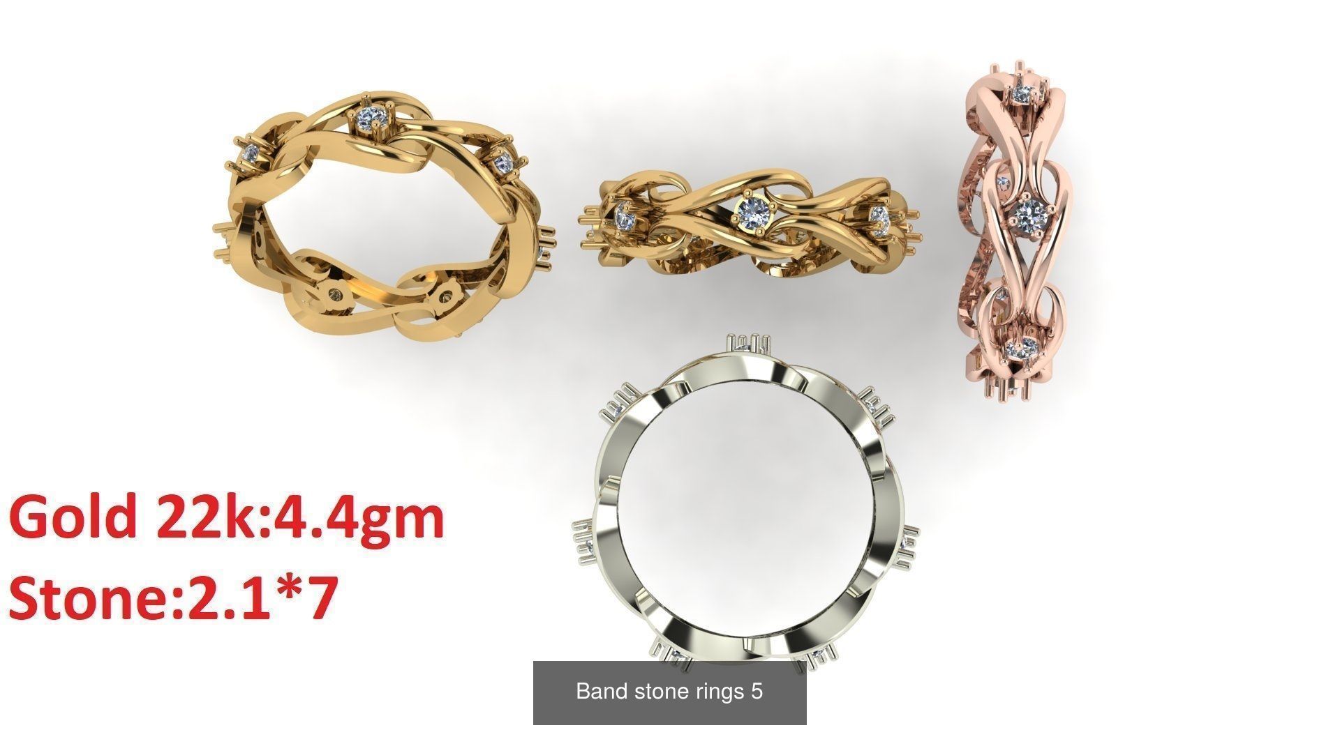 80 Band ring with stone 3dm 4 render stl detail bulk collection _9