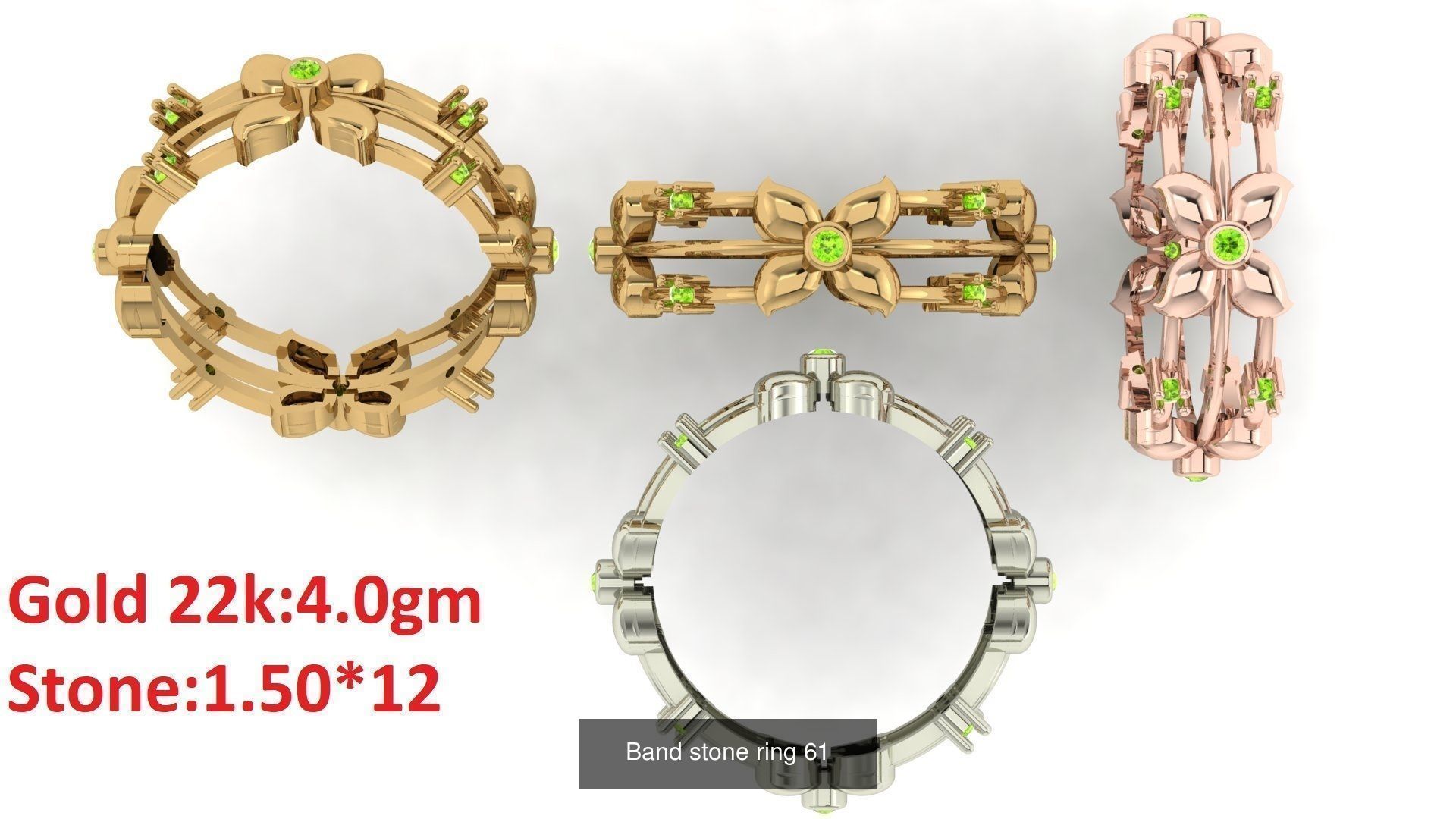 80 Band ring with stone 3dm 4 render stl detail bulk collection _65