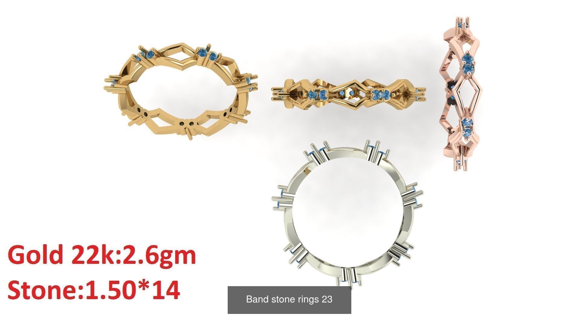 80 Band ring with stone 3dm 4 render stl detail bulk collection _27