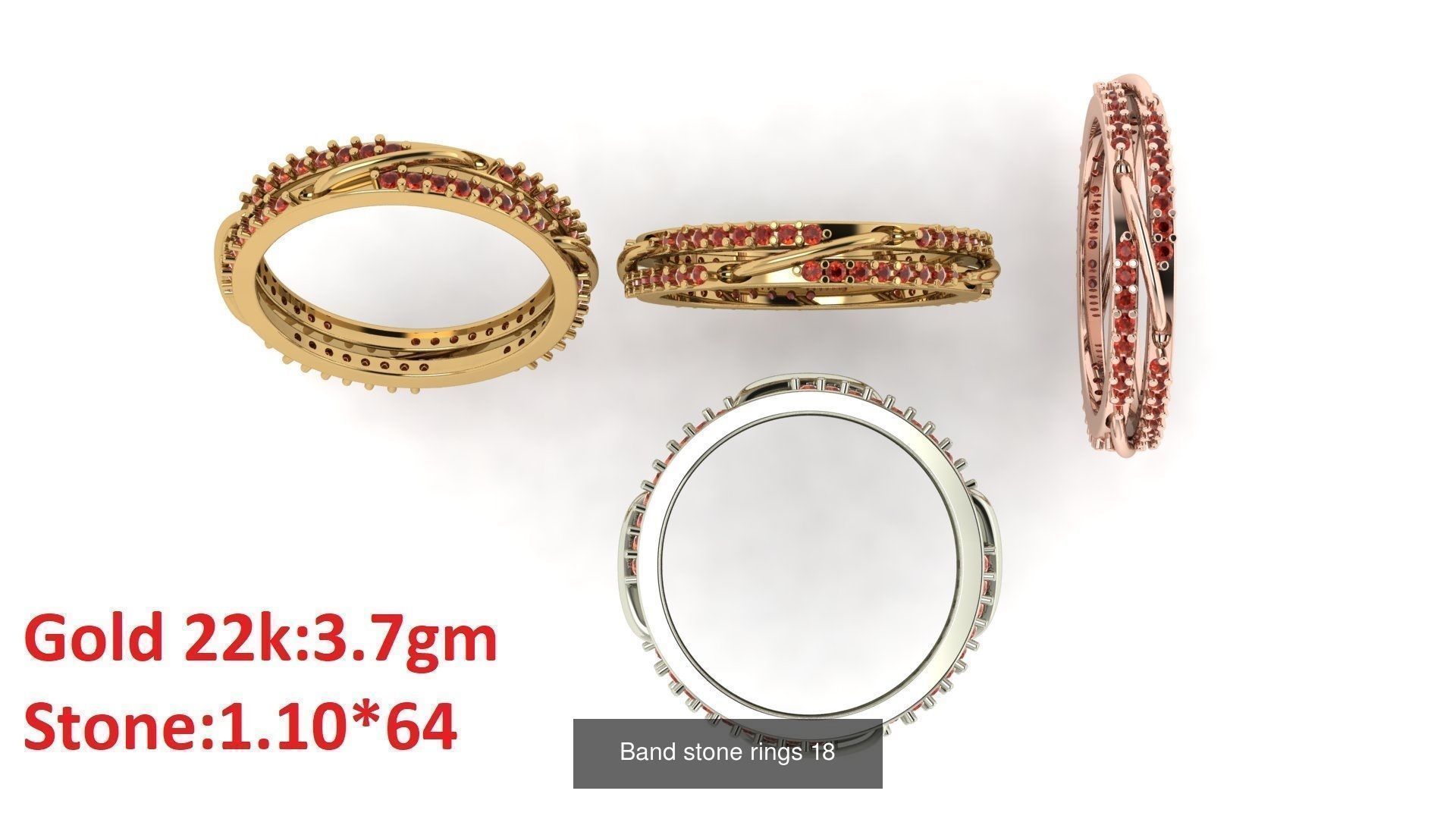 80 Band ring with stone 3dm 4 render stl detail bulk collection _22