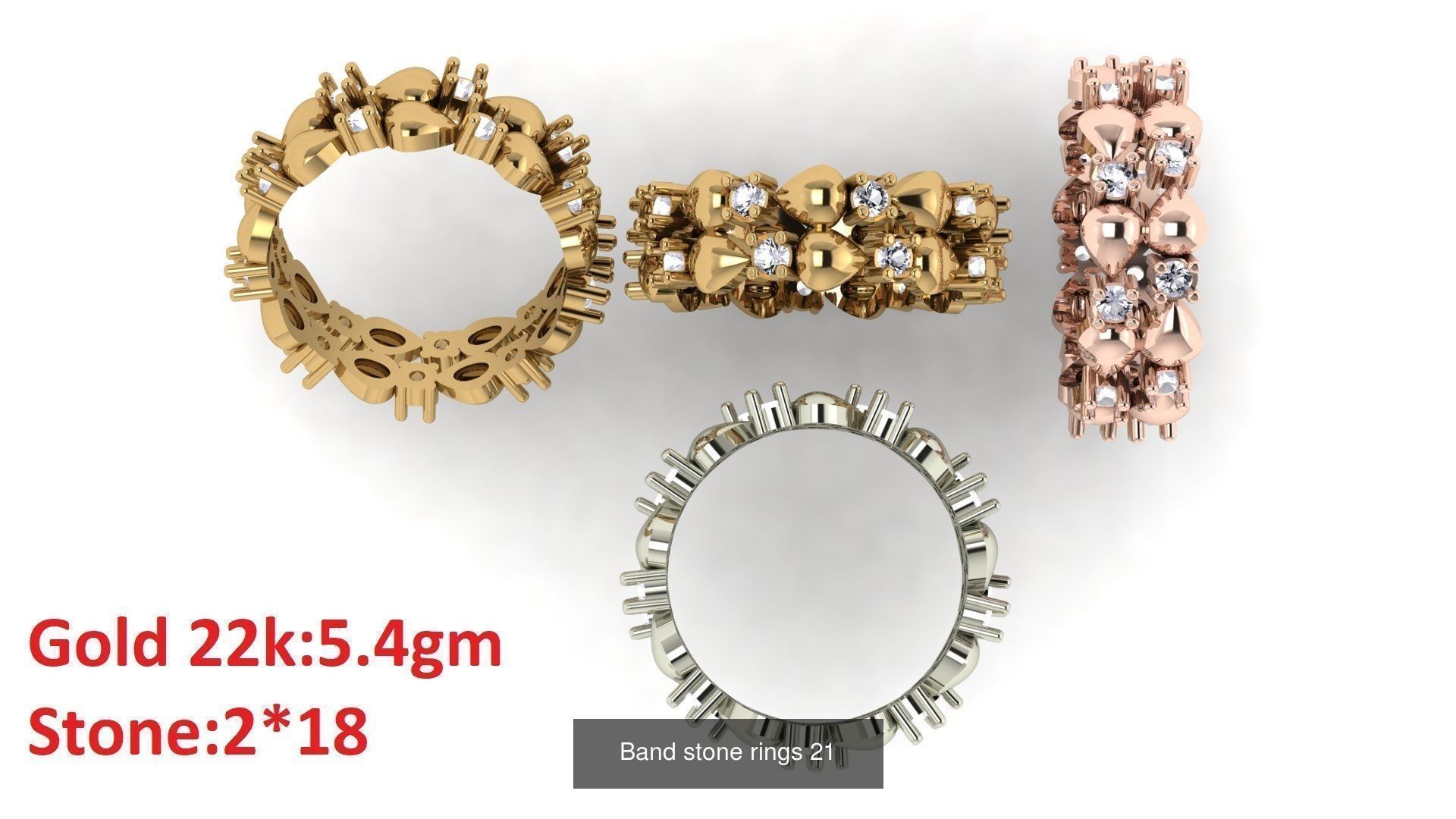 80 Band ring with stone 3dm 4 render stl detail bulk collection _25