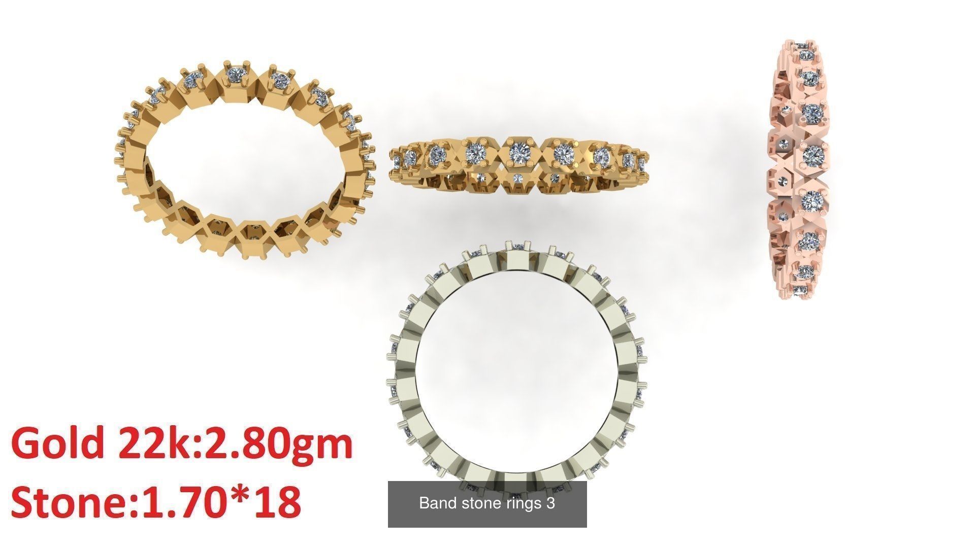 80 Band ring with stone 3dm 4 render stl detail bulk collection _7