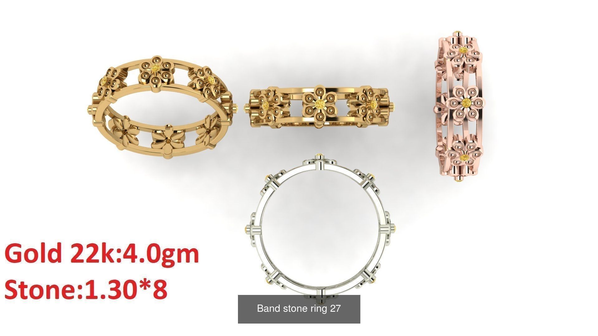 80 Band ring with stone 3dm 4 render stl detail bulk collection _31