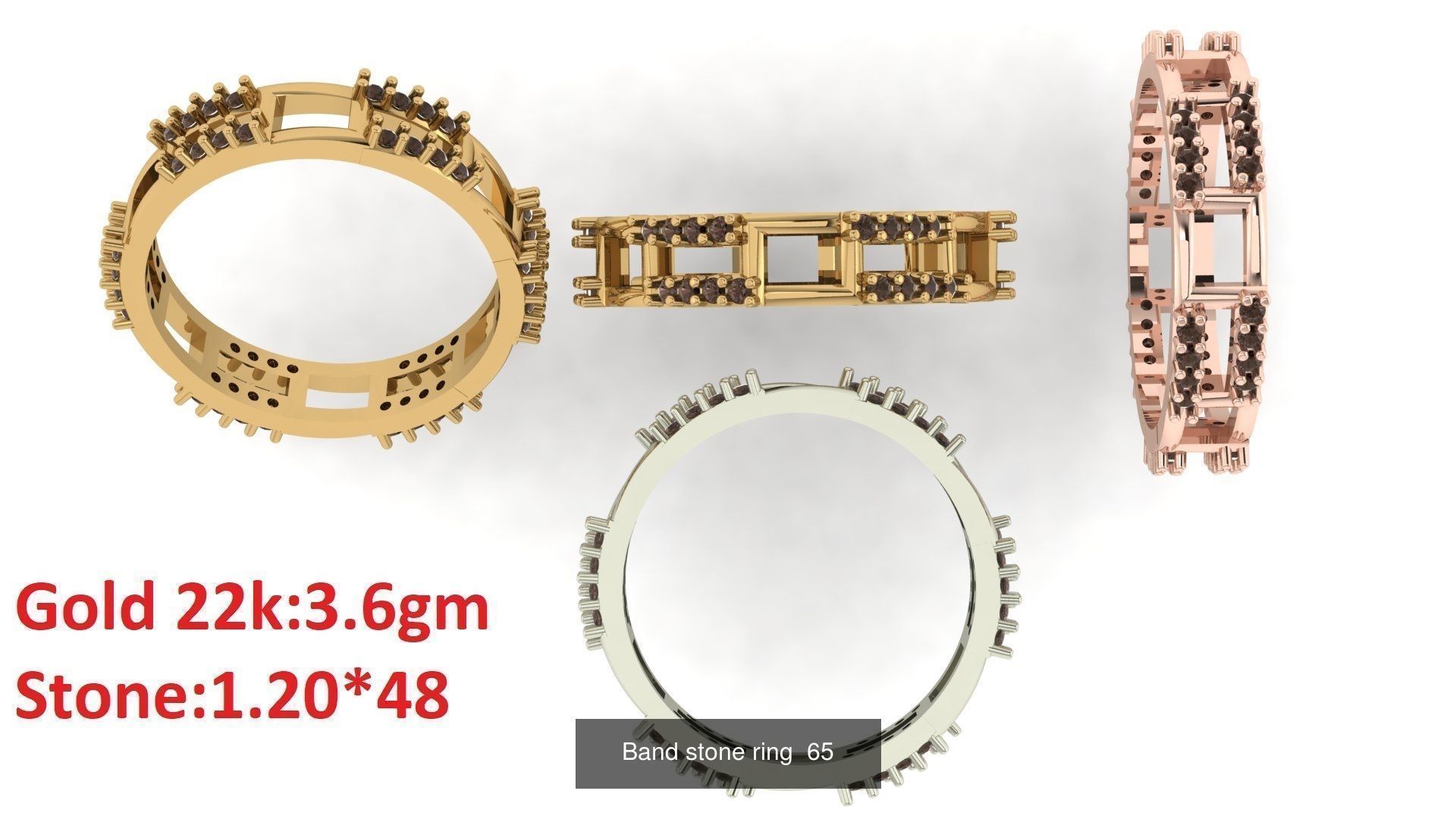 80 Band ring with stone 3dm 4 render stl detail bulk collection _69