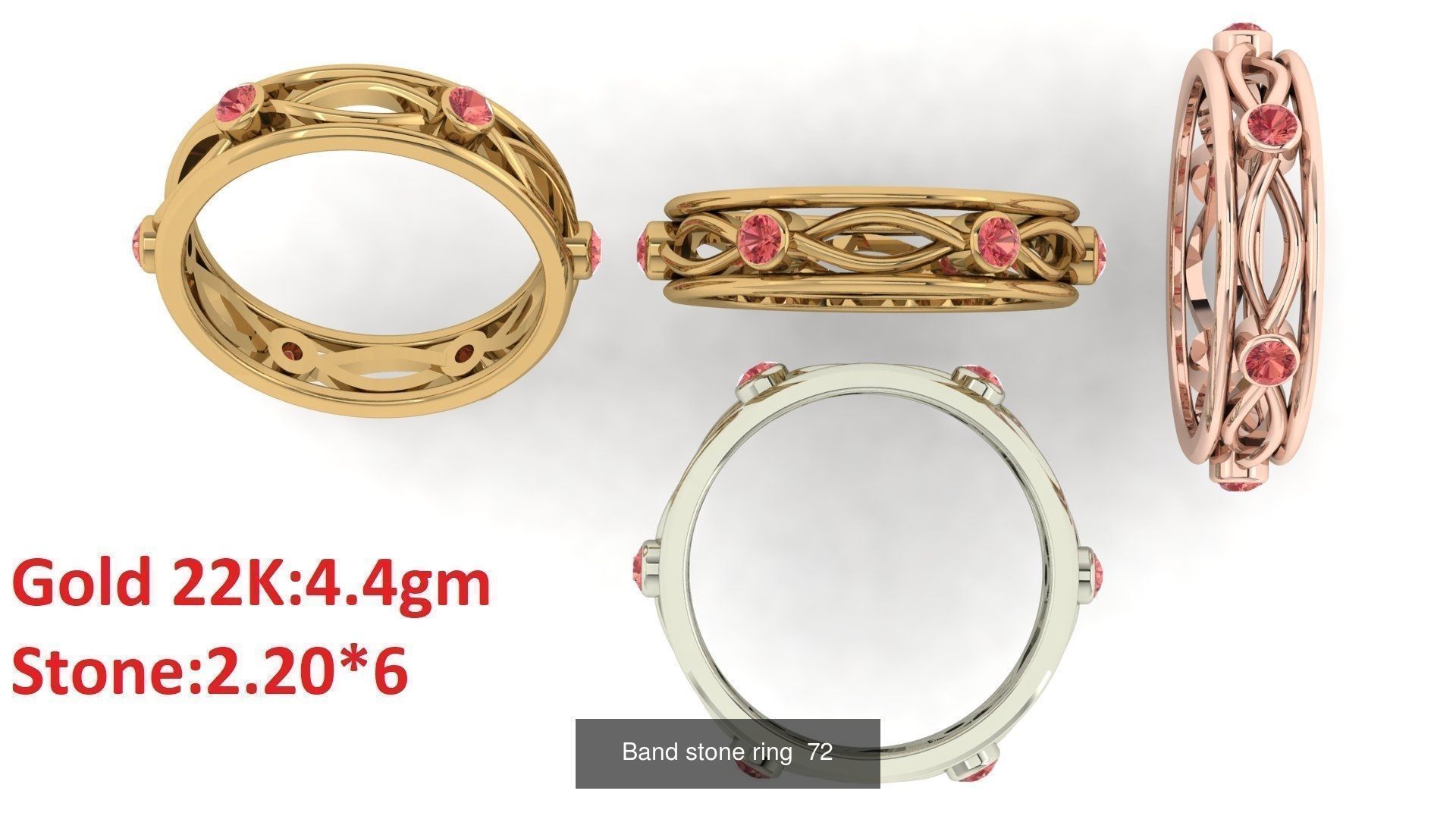80 Band ring with stone 3dm 4 render stl detail bulk collection _76