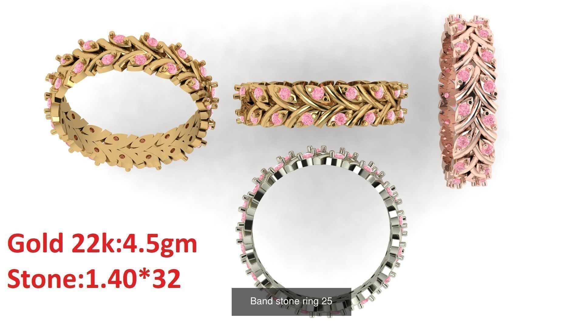 80 Band ring with stone 3dm 4 render stl detail bulk collection _29