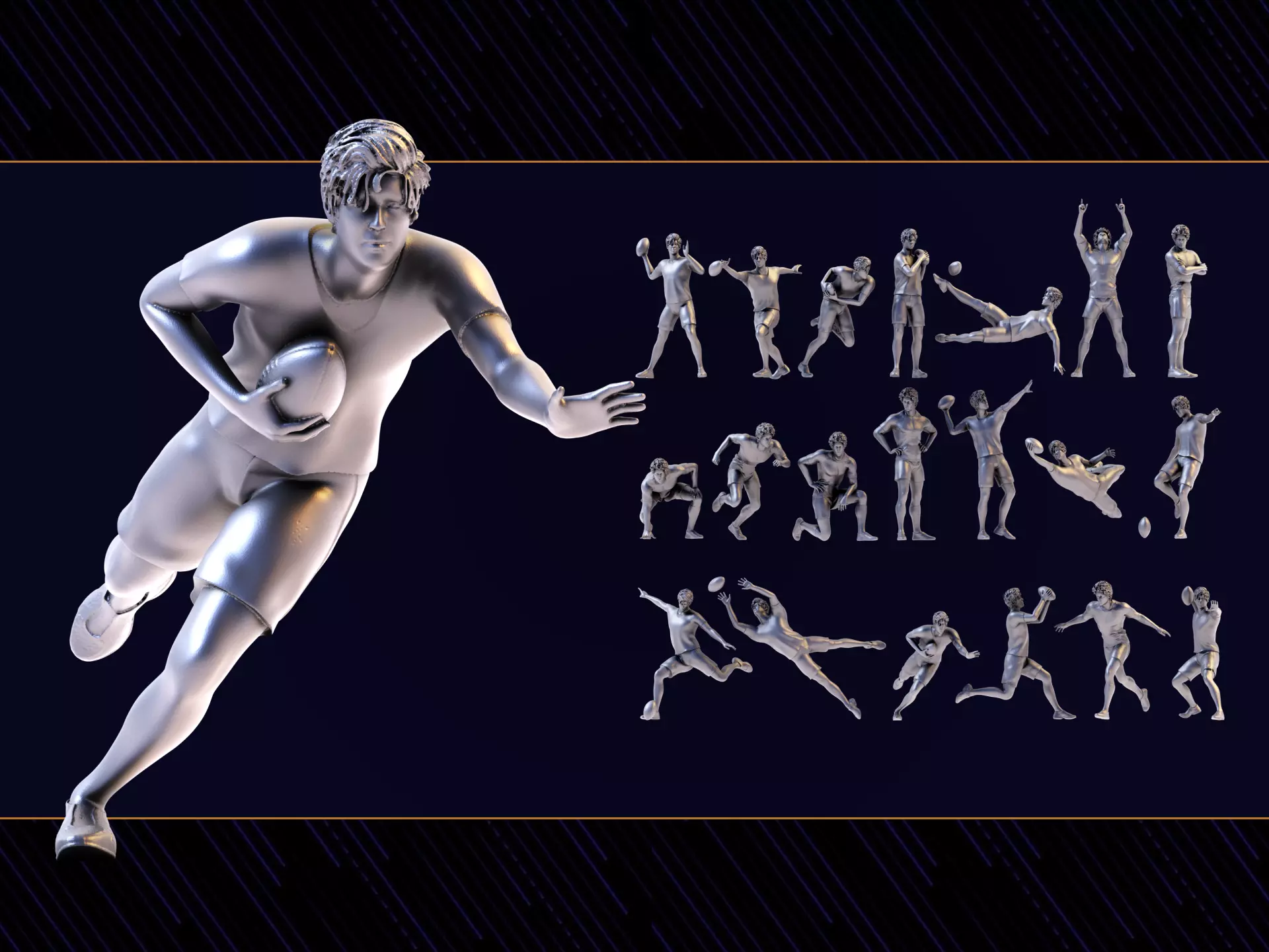 Rugby Poses 01 3D print model