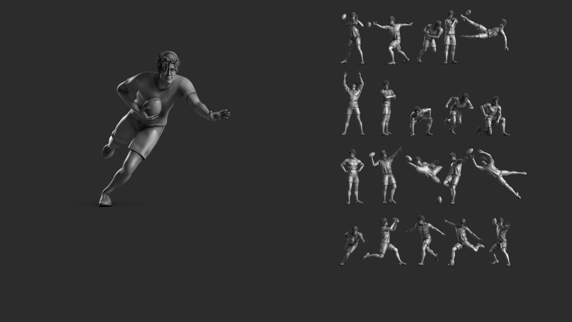 Rugby Poses 01  3D print model_1