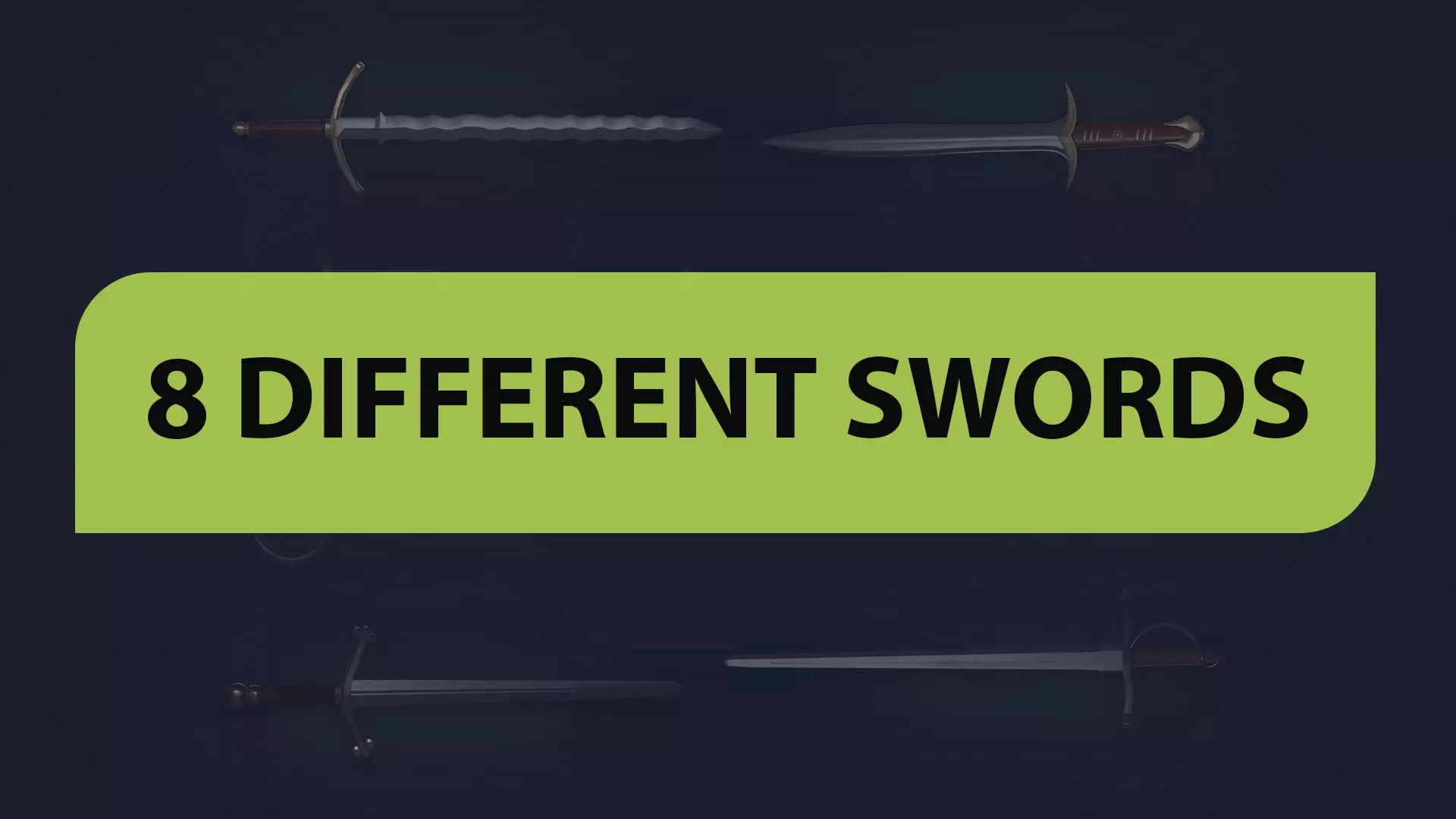 8 Different types of Swords Low-poly 3D model_0