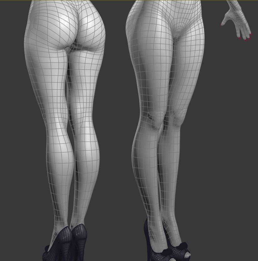 Woman nude with high heels Low-poly 3D model_41