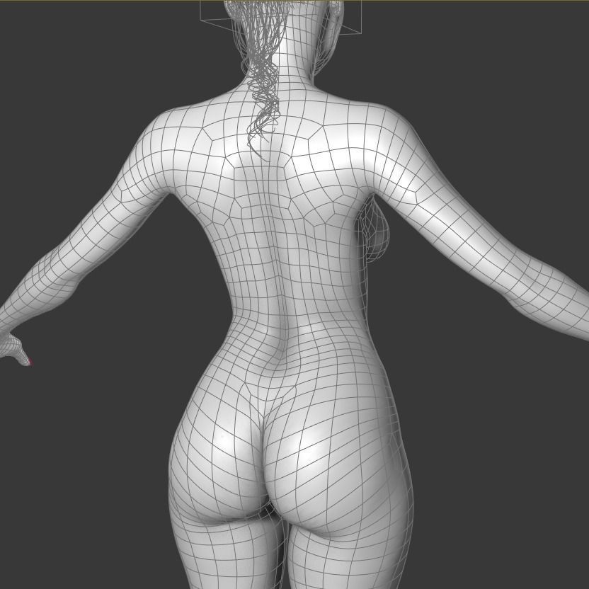 Woman nude with high heels Low-poly 3D model_42
