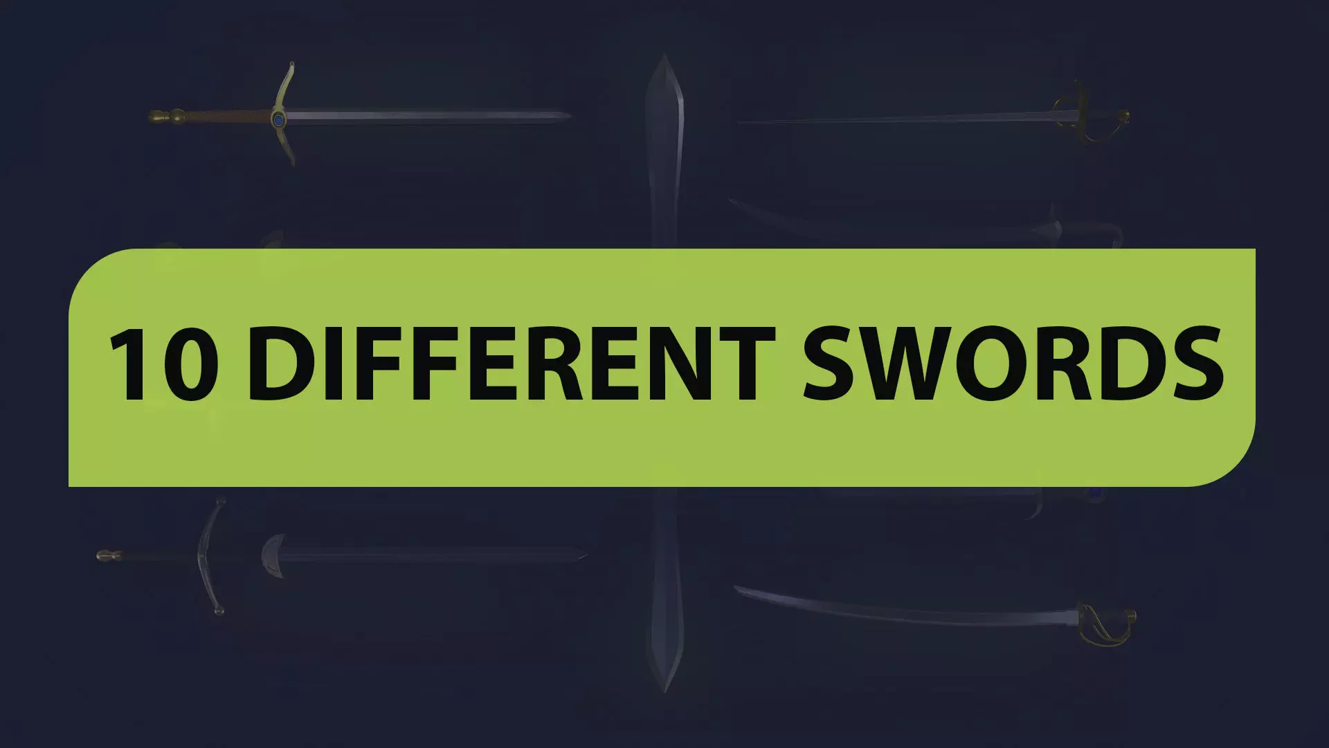 10 Different types of Swords Low-poly 3D model_0