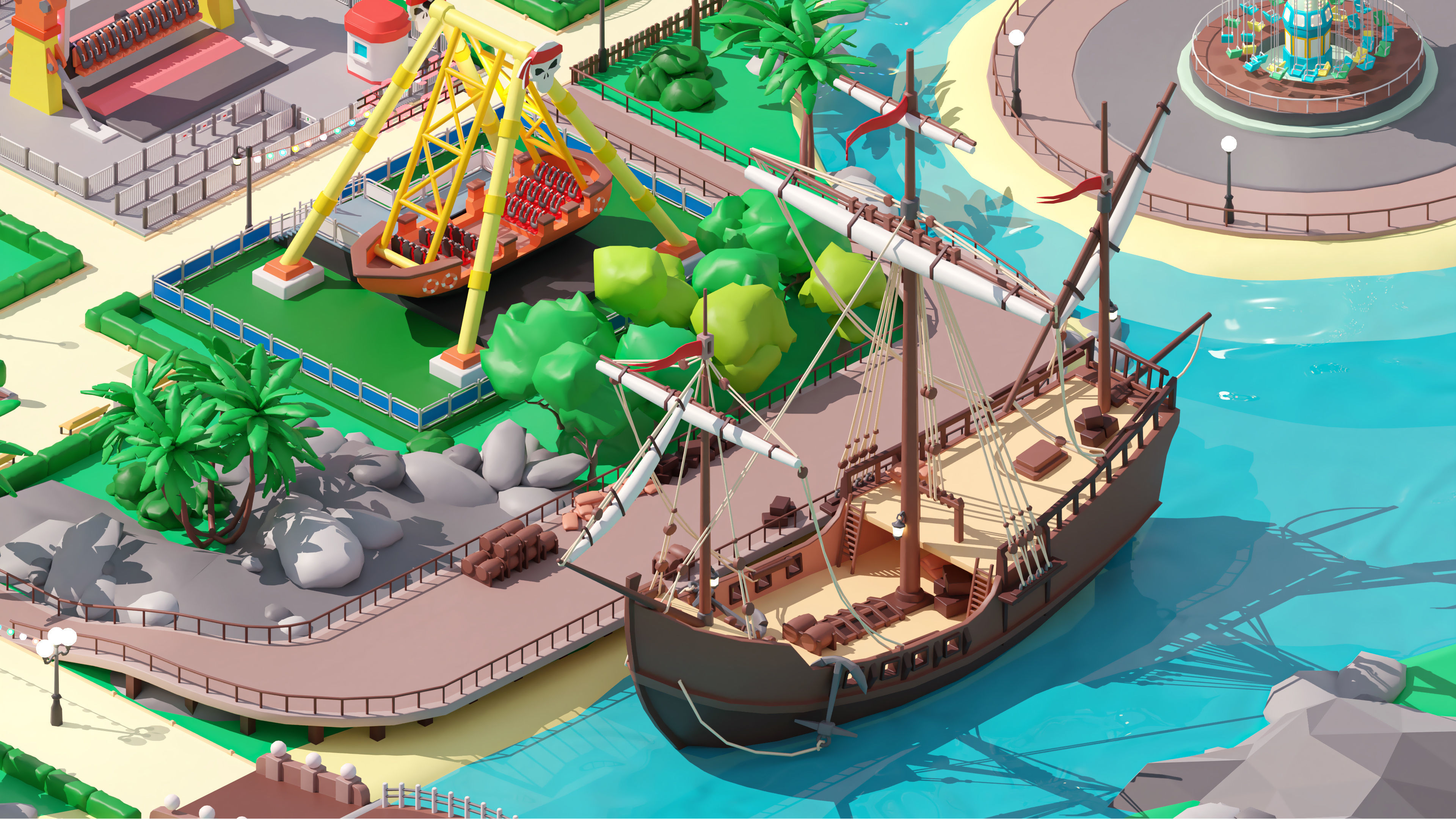 Amusement Park Low-poly 3D model_13