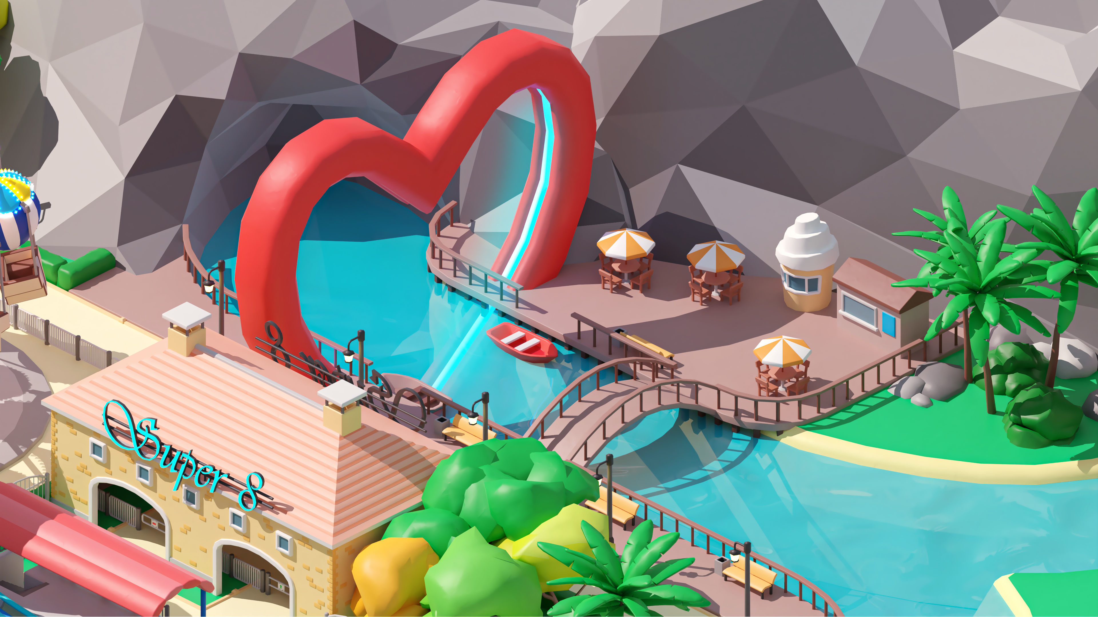 Amusement Park Low-poly 3D model_21