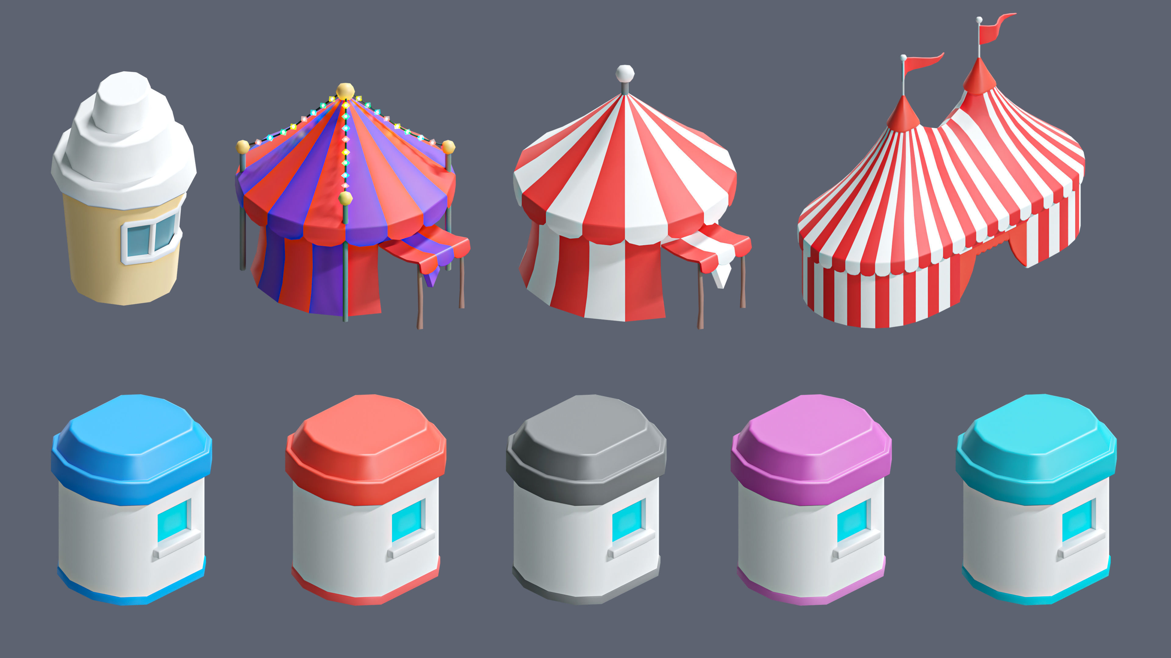 Amusement Park Low-poly 3D model_31