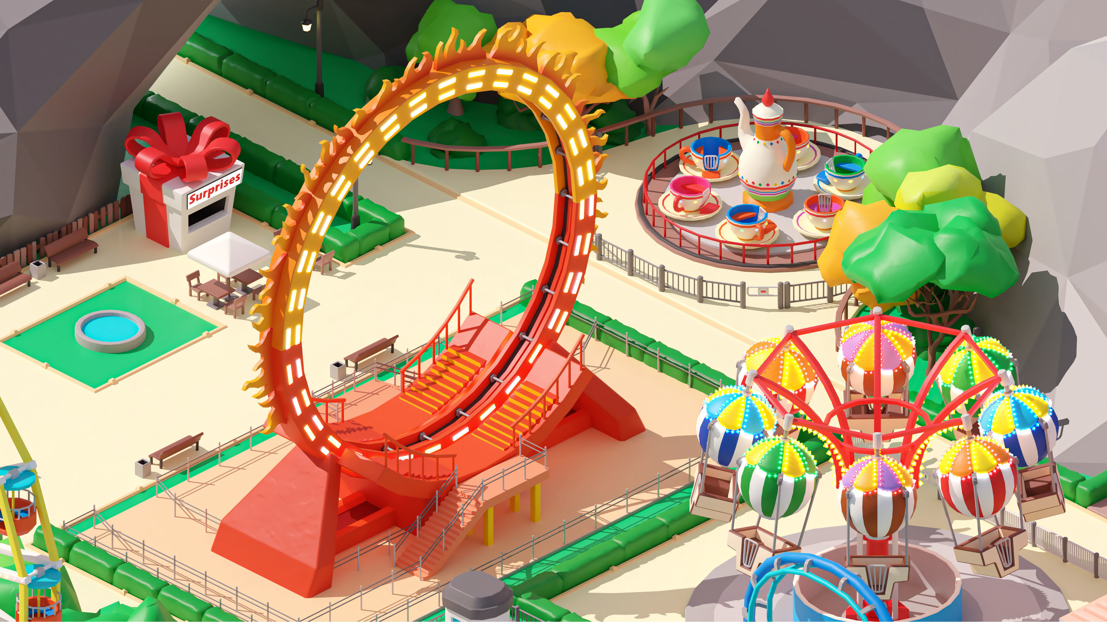 Amusement Park Low-poly 3D model_19
