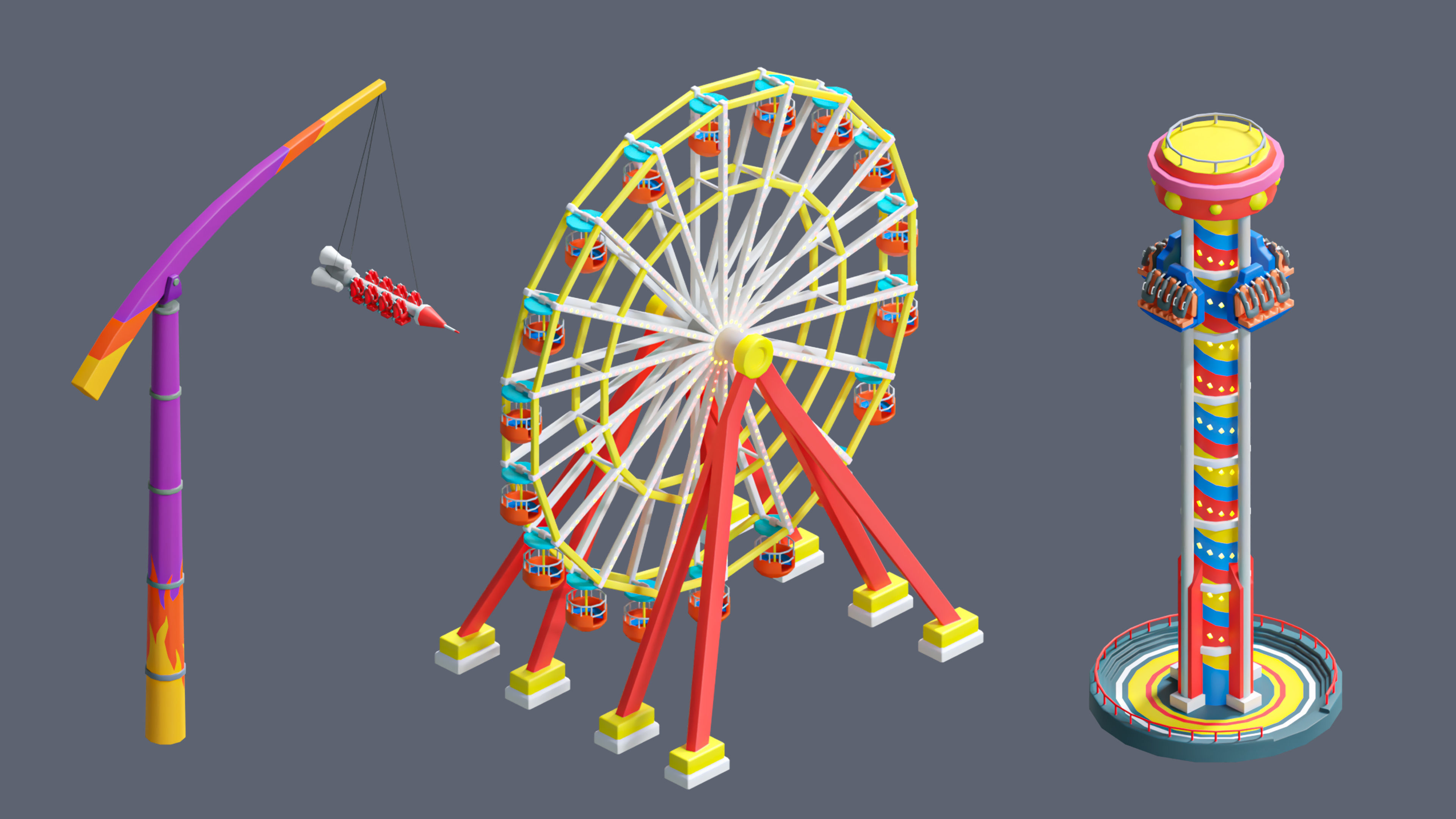Amusement Park Low-poly 3D model_26
