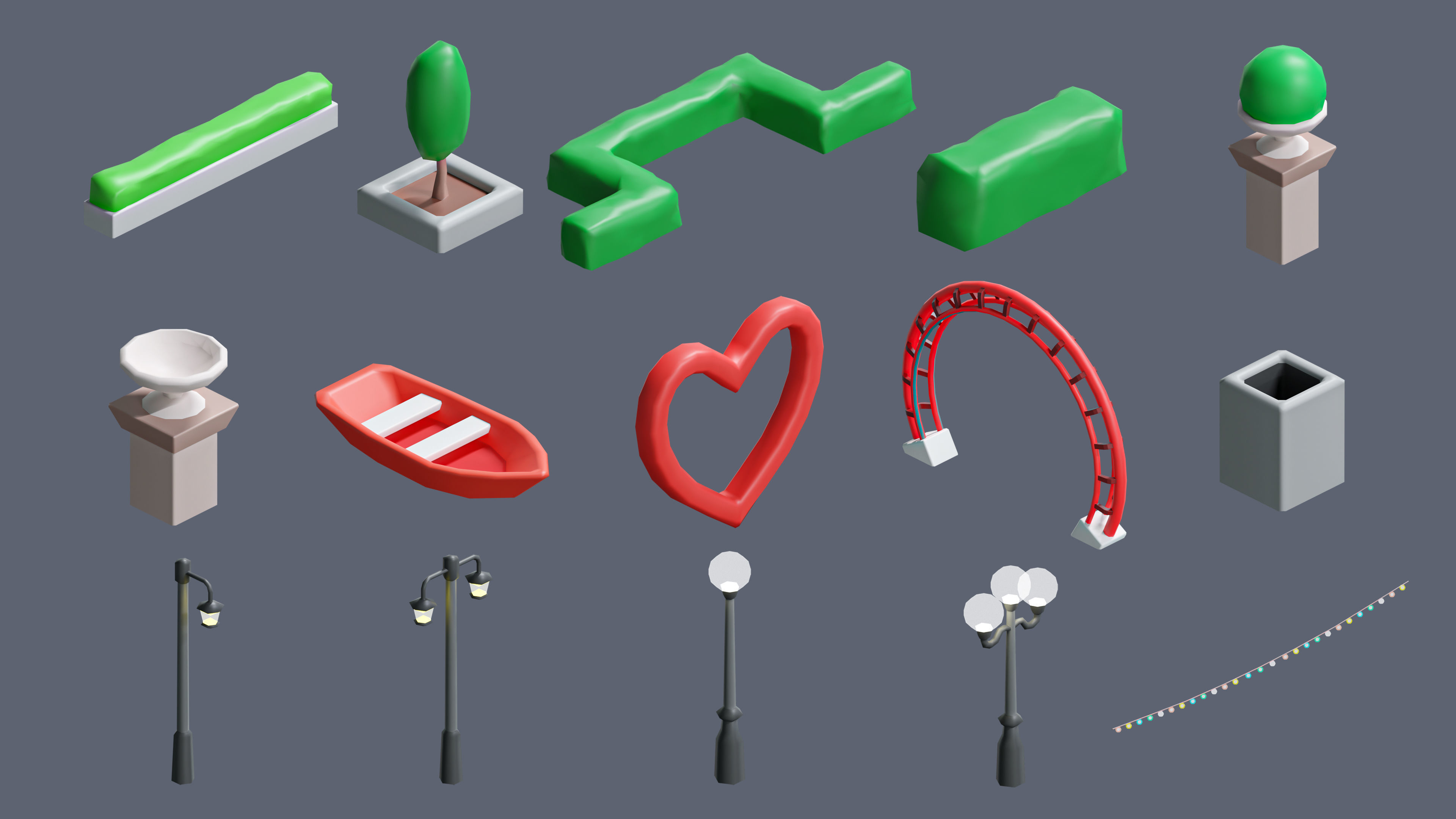 Amusement Park Low-poly 3D model_34