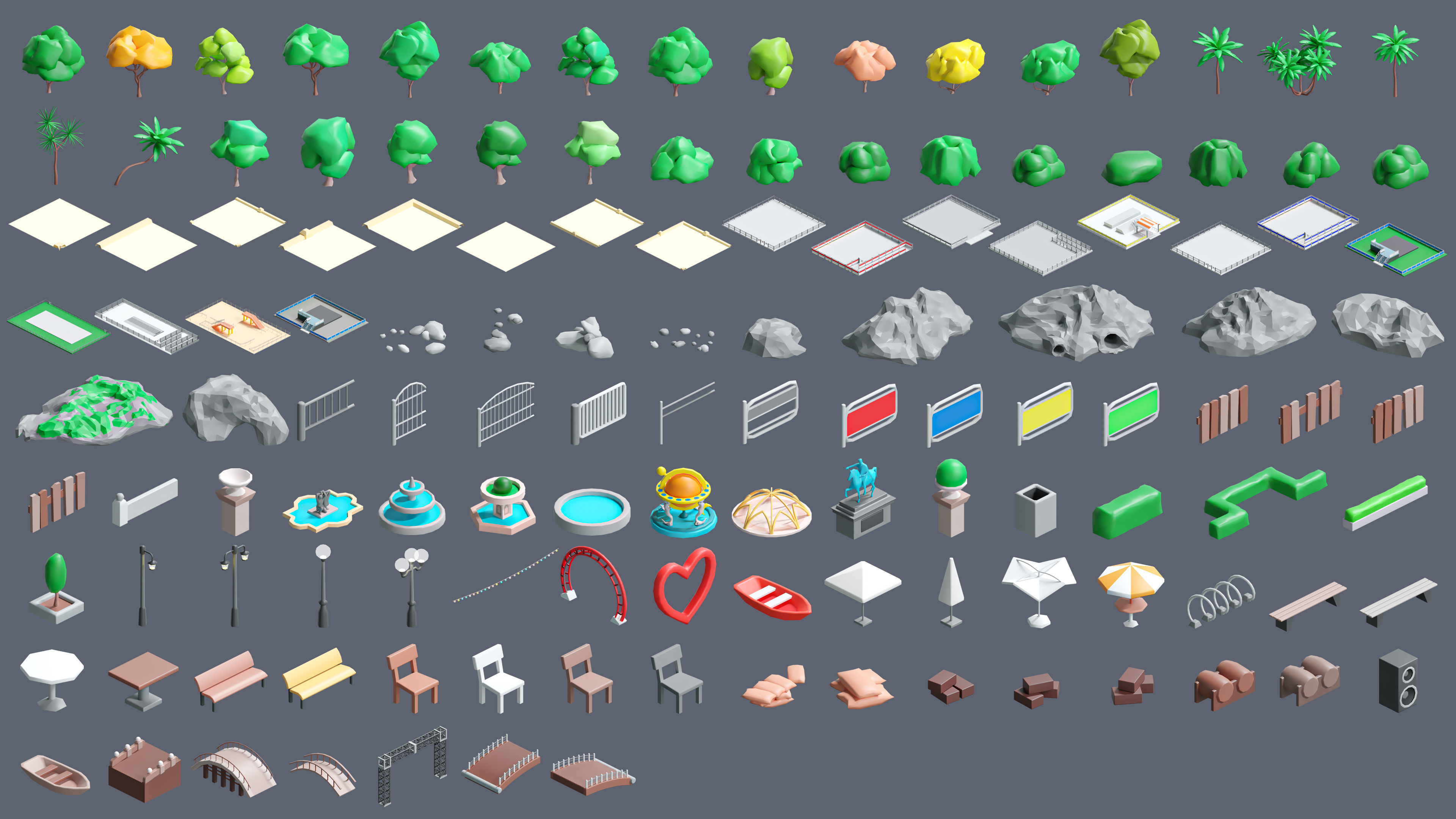 Amusement Park Low-poly 3D model_5