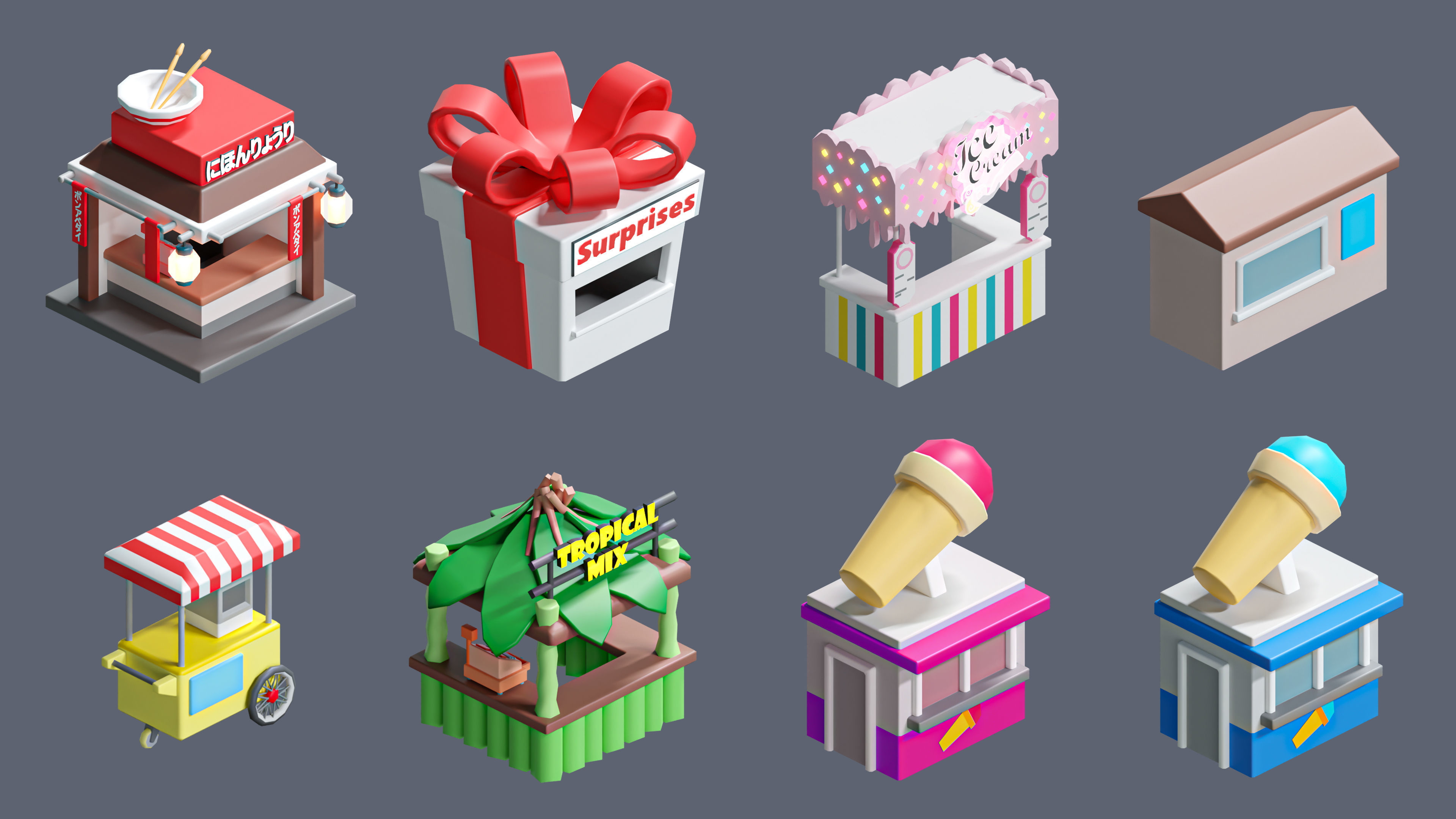 Amusement Park Low-poly 3D model_30