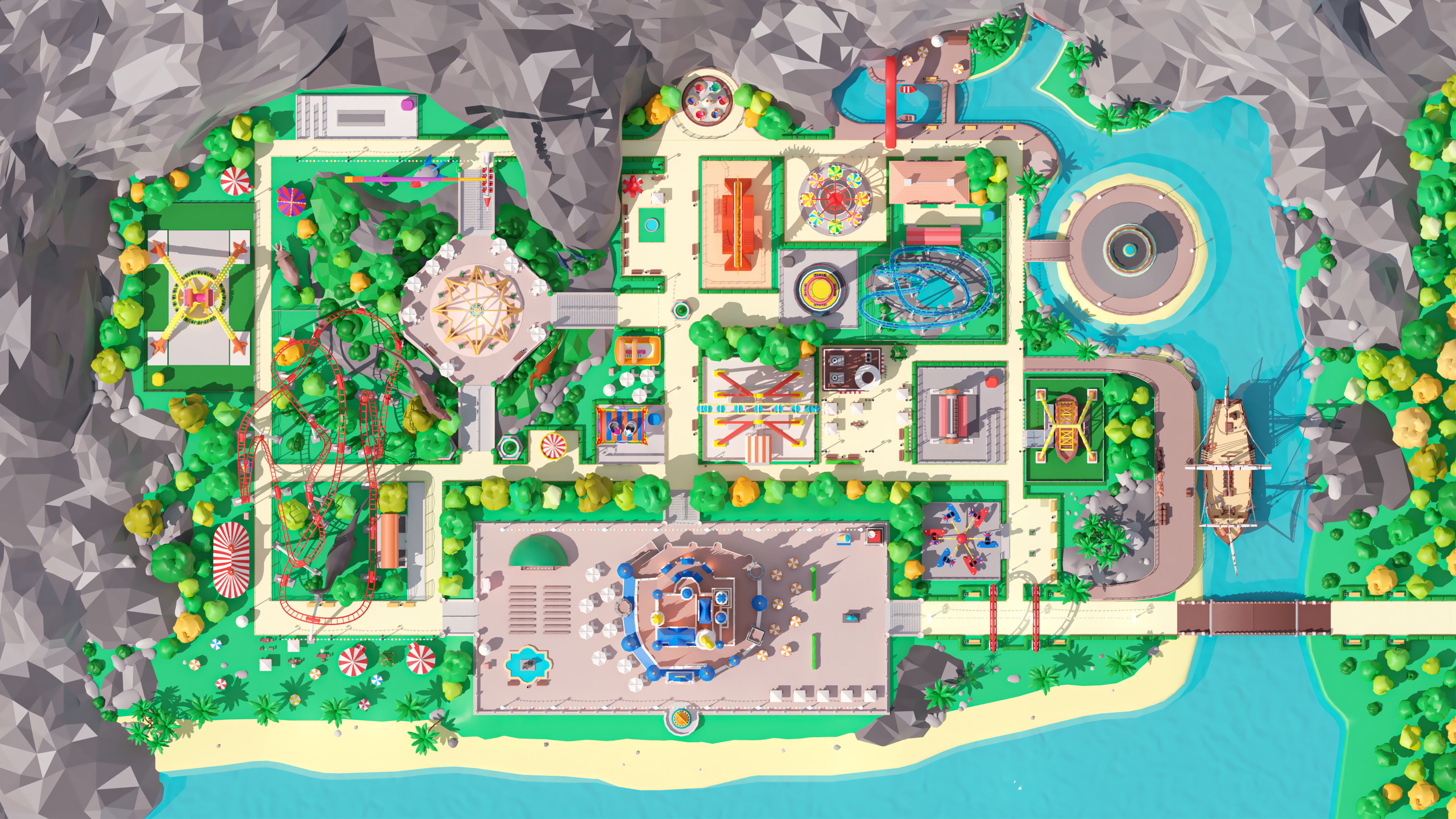 Amusement Park Low-poly 3D model_23