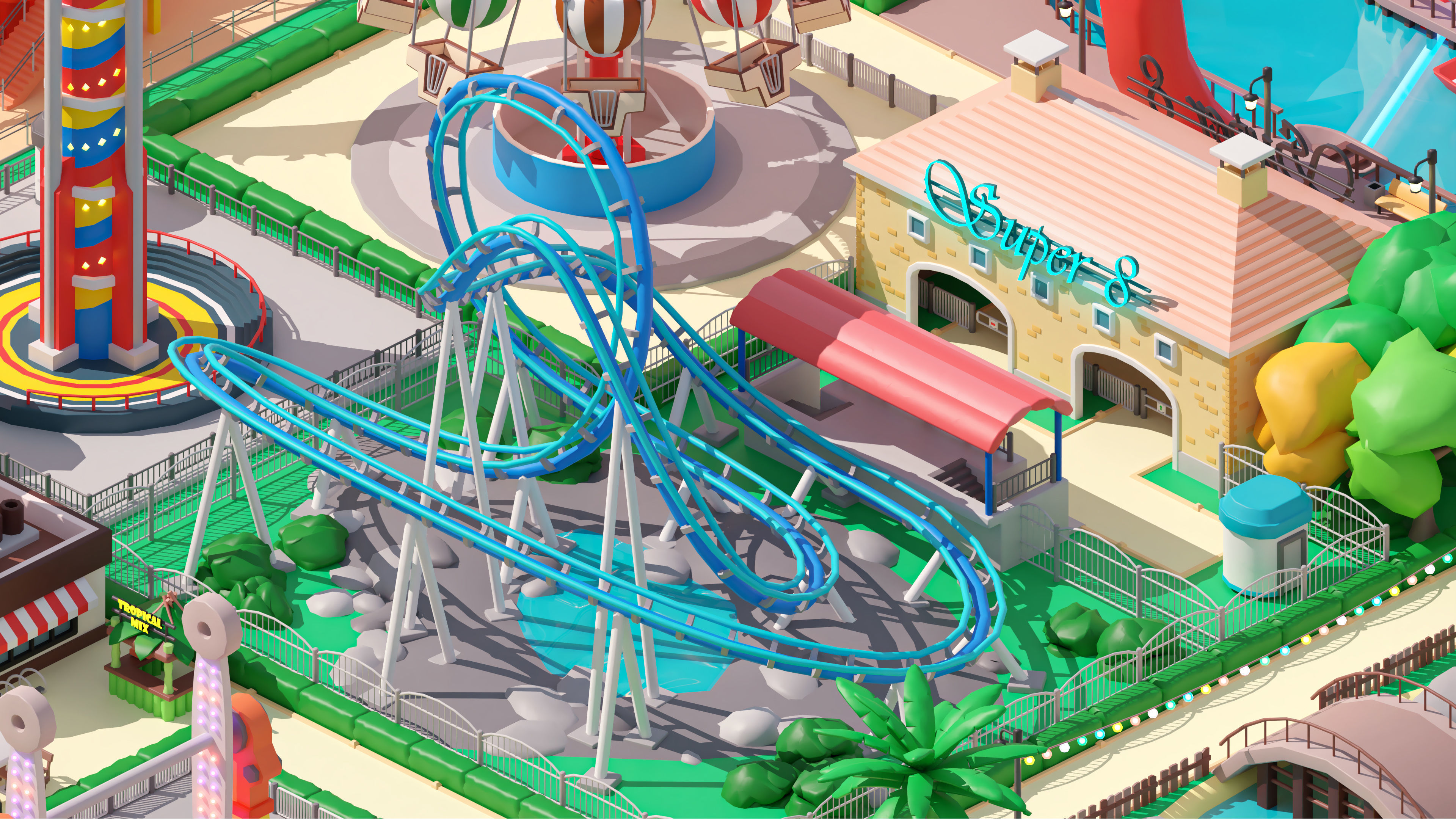 Amusement Park Low-poly 3D model_16