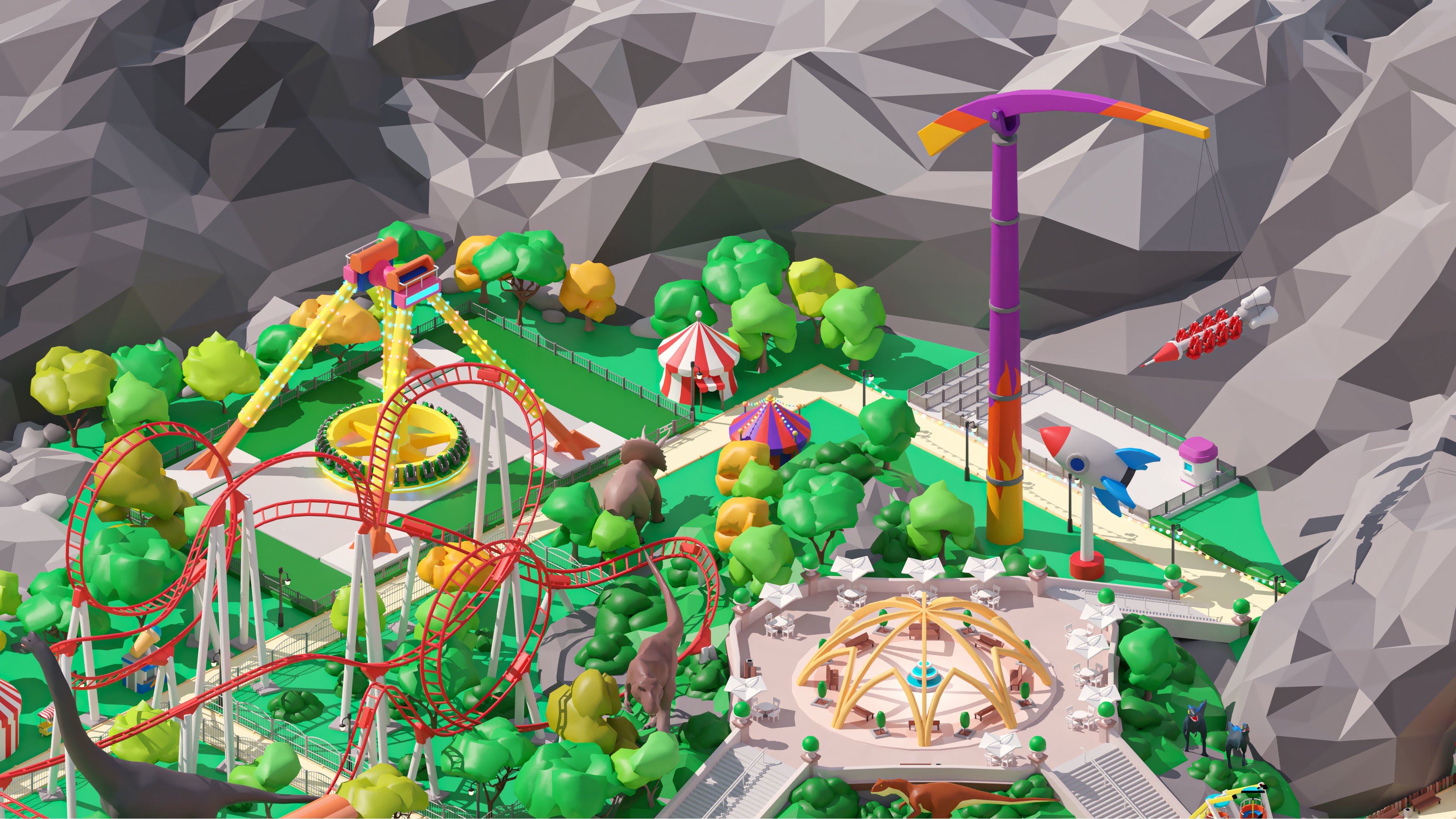 Amusement Park Low-poly 3D model_12