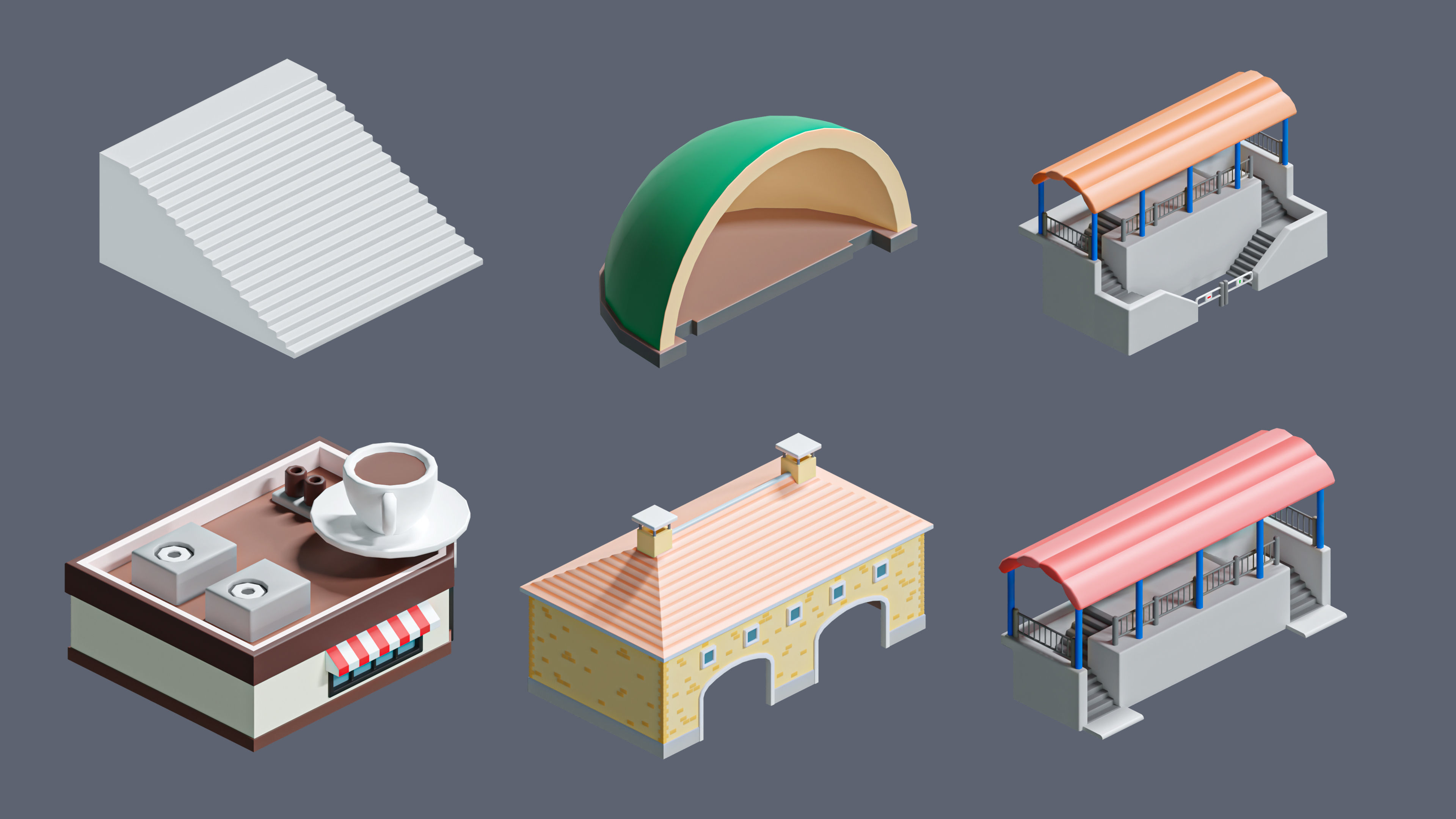Amusement Park Low-poly 3D model_41