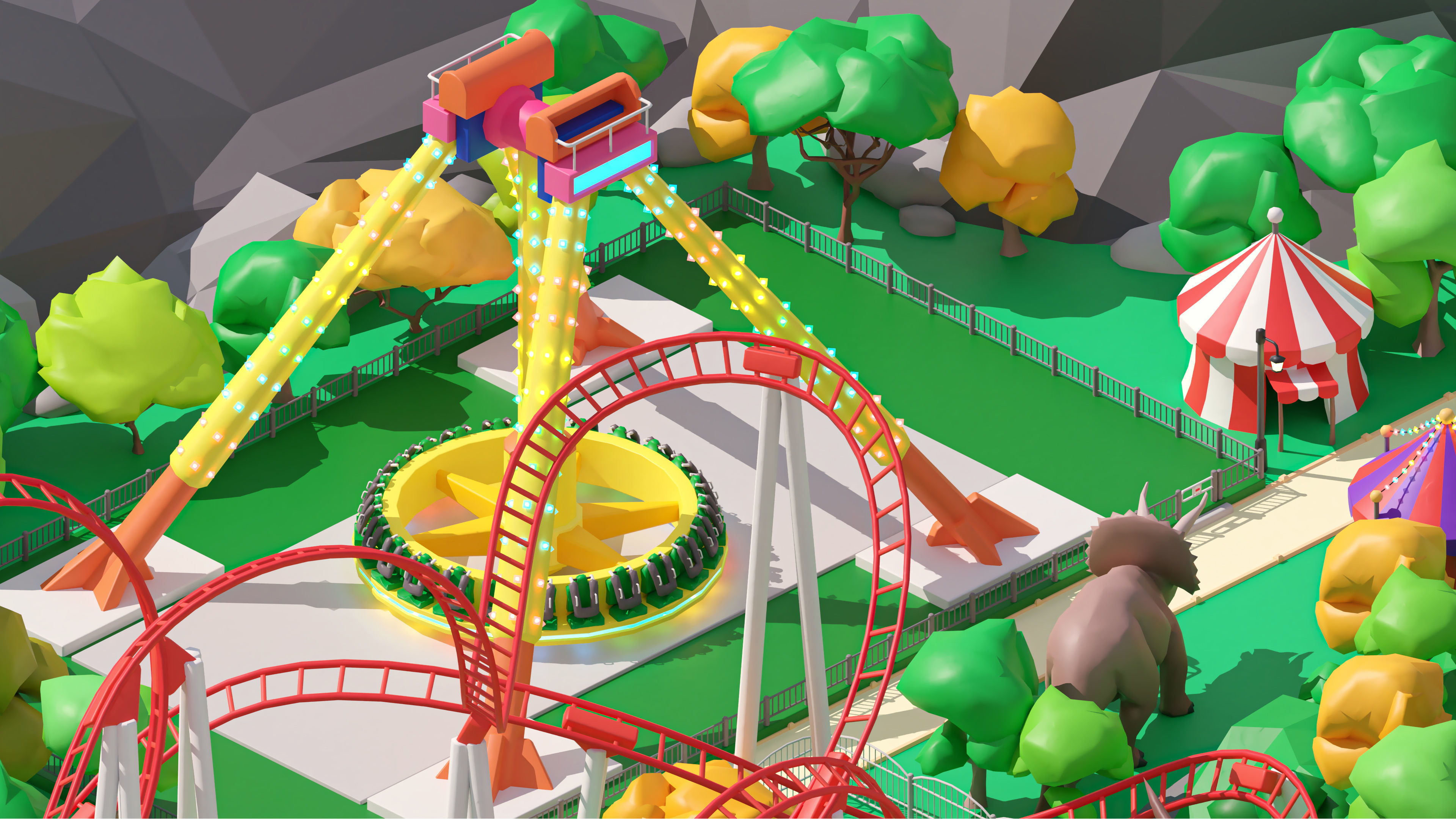 Amusement Park Low-poly 3D model_20