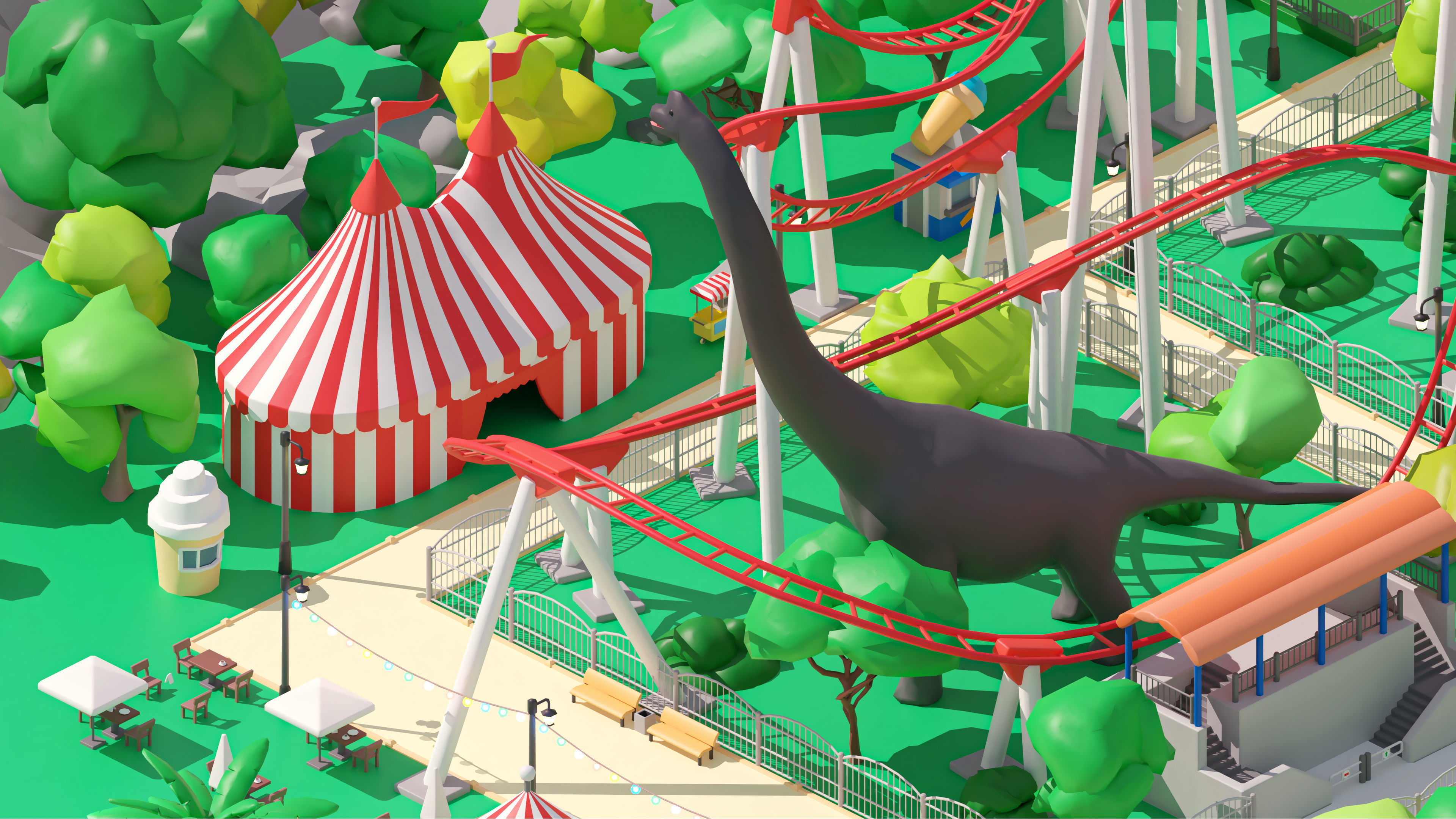 Amusement Park Low-poly 3D model_17